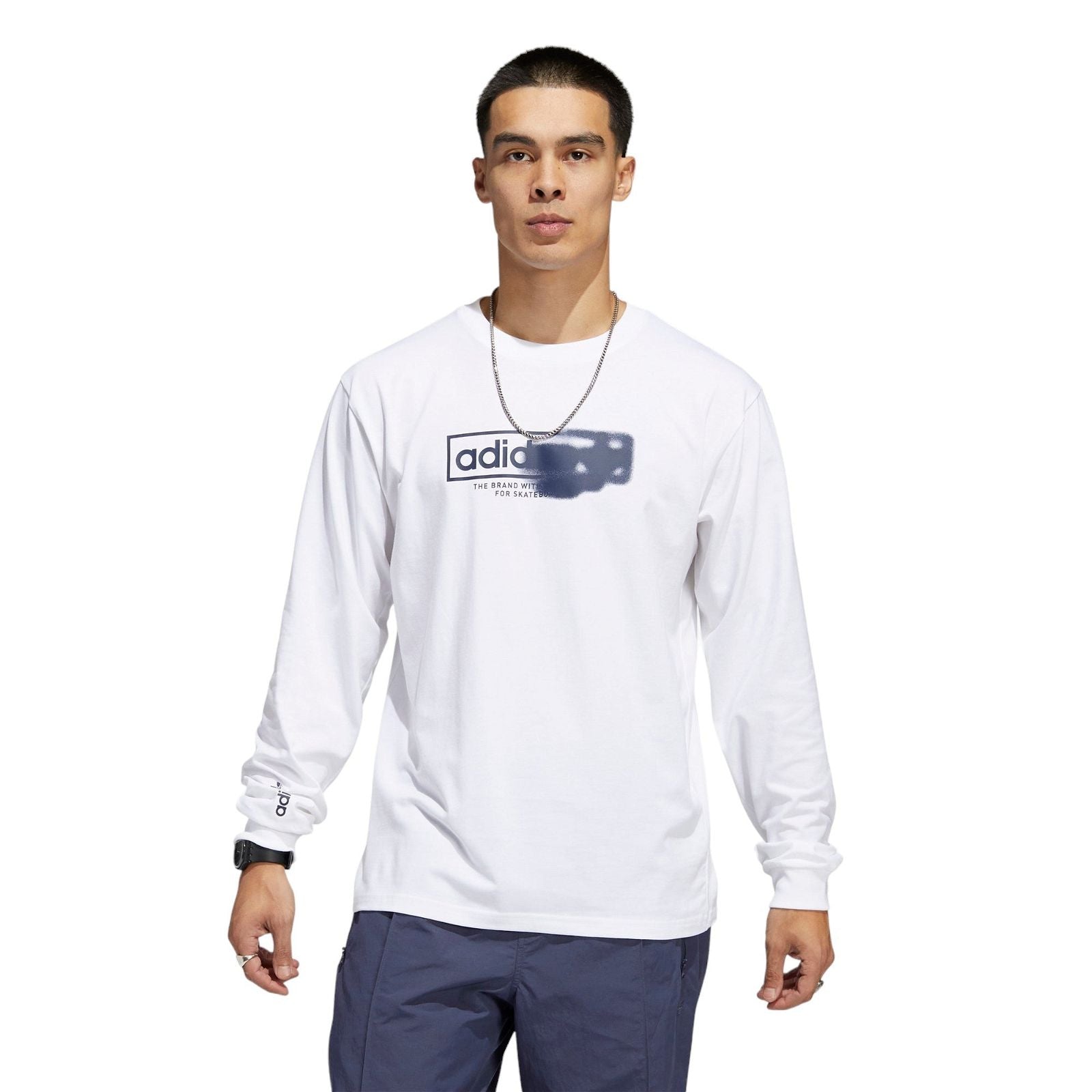 adidas Originals Washed Out 4.0 Logo Long Sleeve T-Shirt - White - ViaductClothing - -
