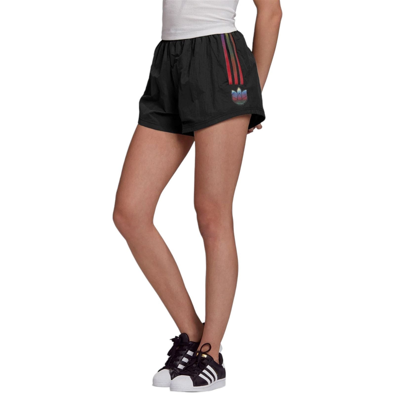 adidas Originals Women's Adicolor 3D Trefoil Shorts - Black - ViaductClothing - -
