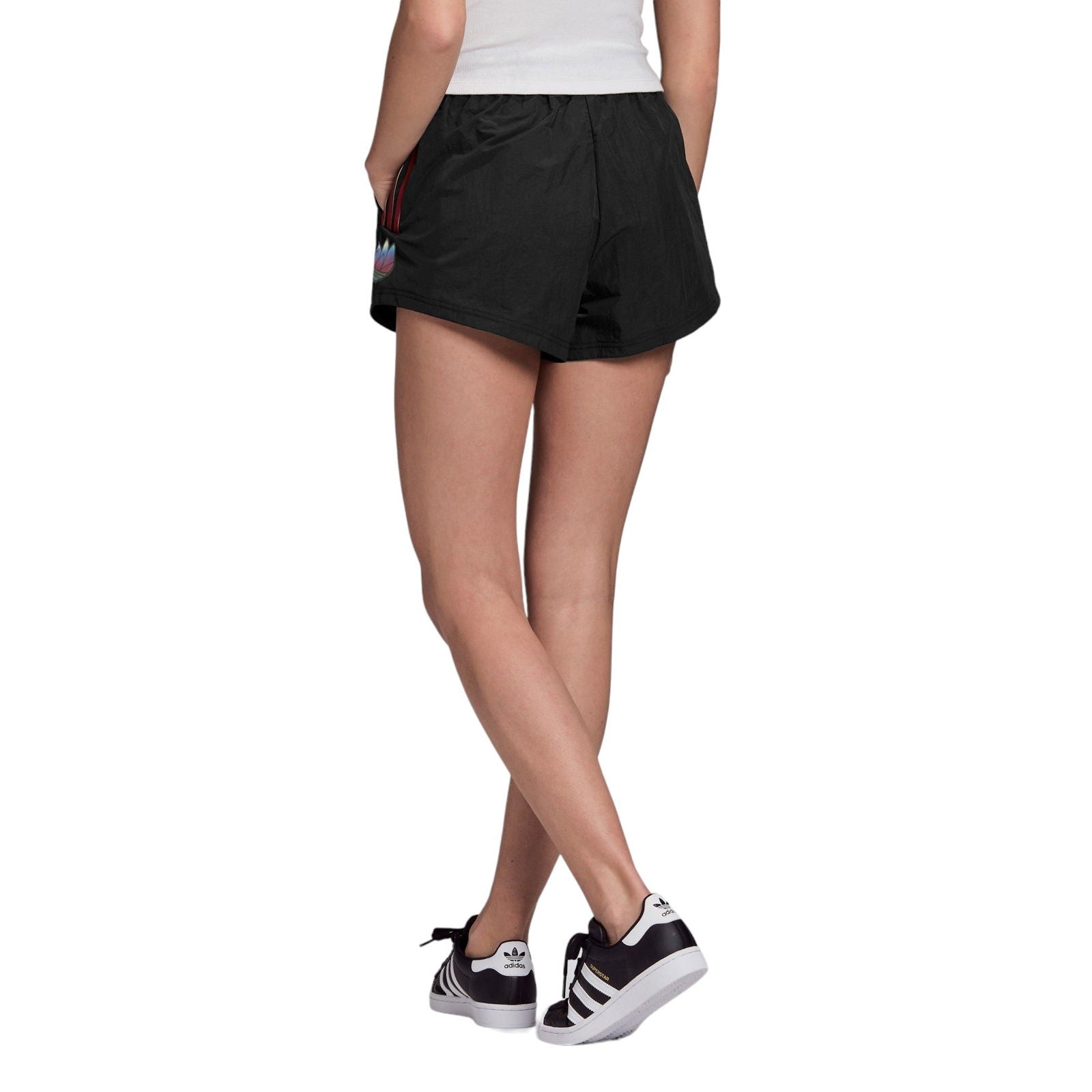 adidas Originals Women's Adicolor 3D Trefoil Shorts - Black - ViaductClothing - -
