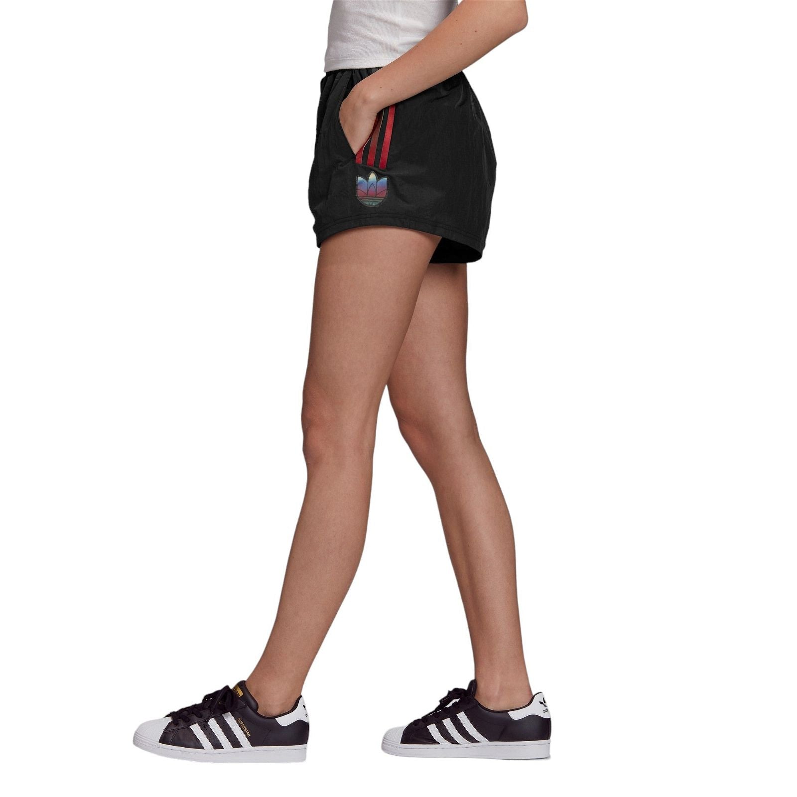 adidas Originals Women's Adicolor 3D Trefoil Shorts - Black - ViaductClothing - -
