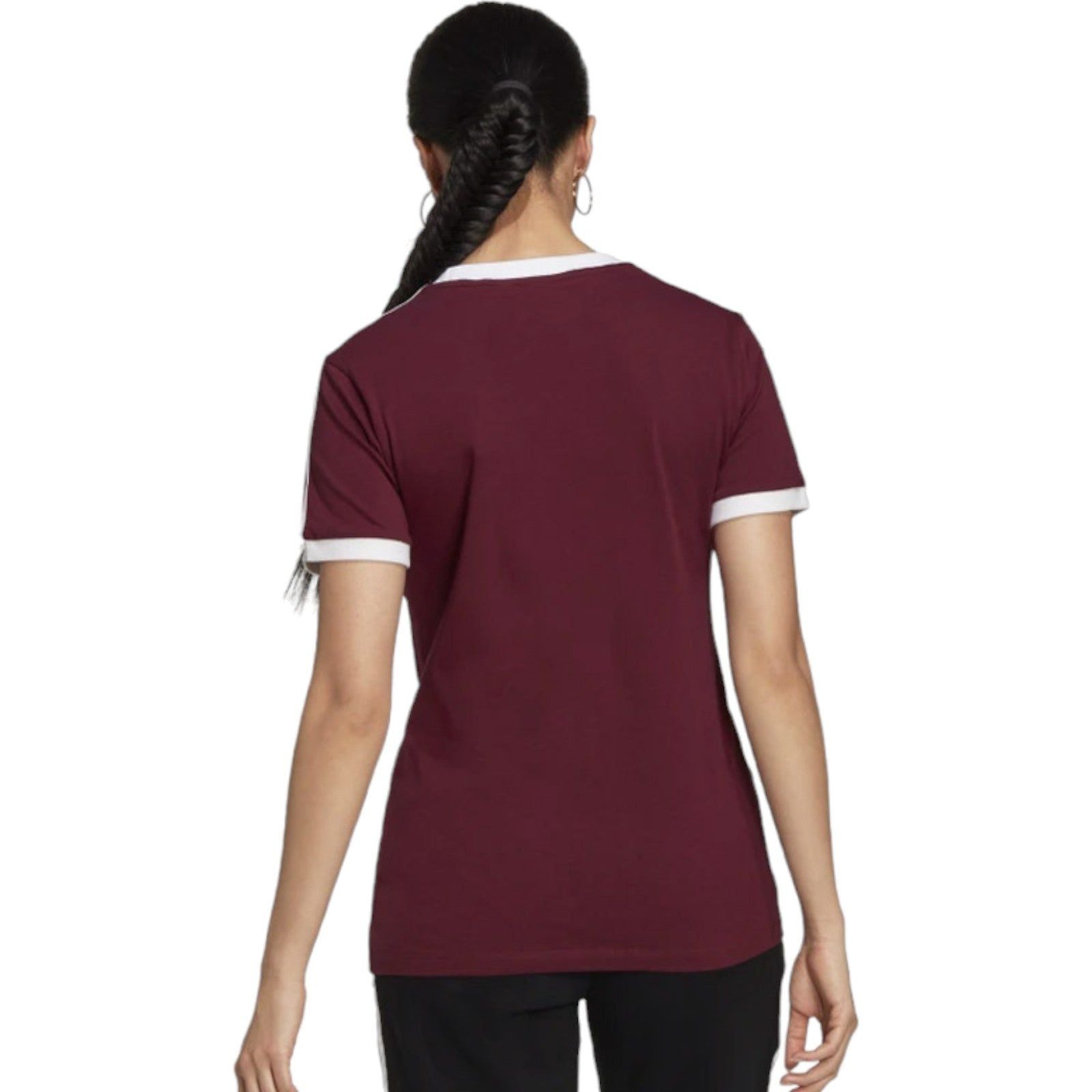 adidas Originals Women's Adicolor Classics 3-Stripes T-Shirt - Burgundy - ViaductClothing - -