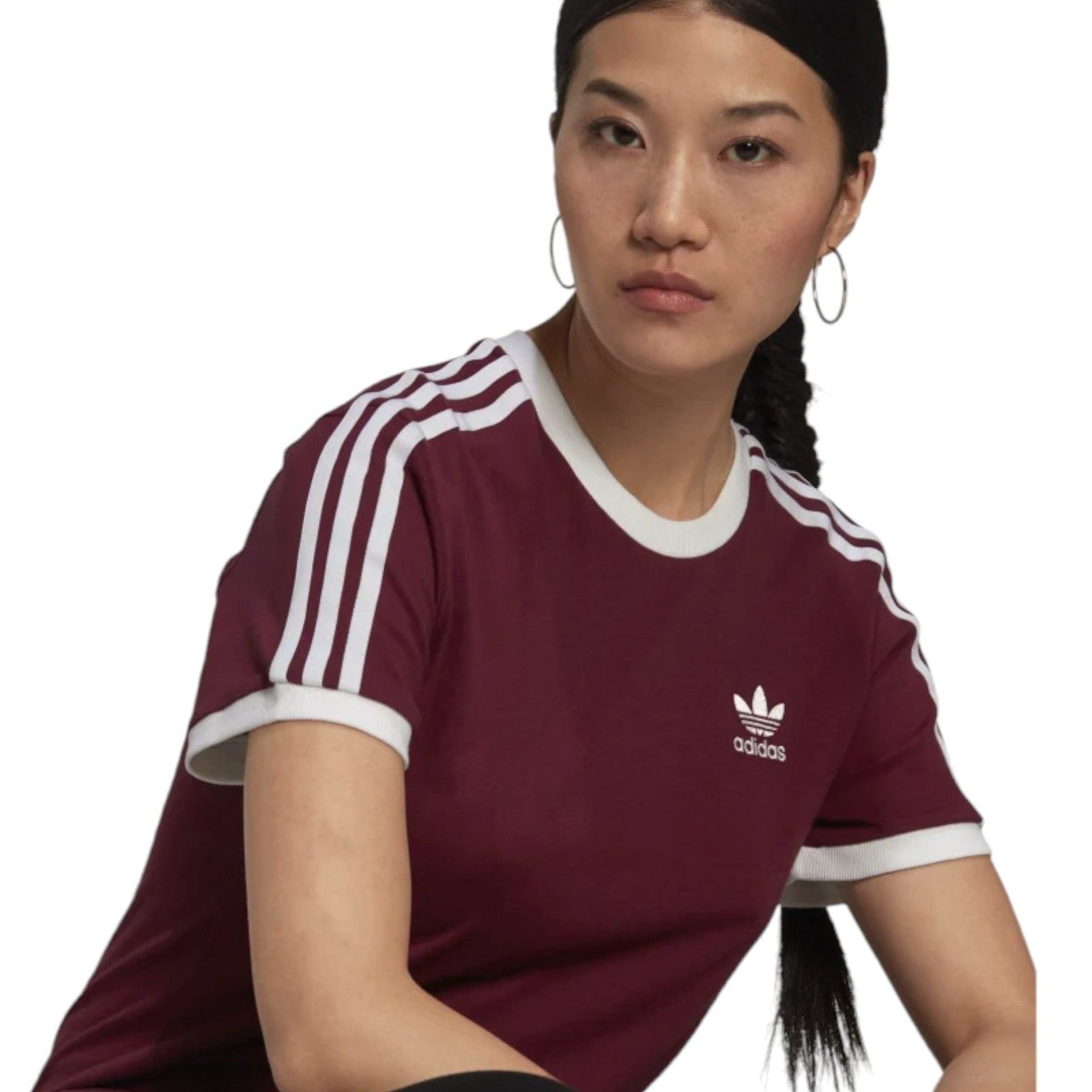 adidas Originals Women's Adicolor Classics 3-Stripes T-Shirt - Burgundy - ViaductClothing - -