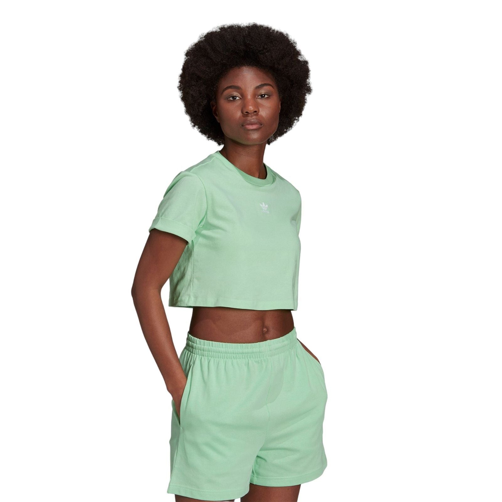 adidas Originals Womens Adicolor Essentials Cropped Tee - Glory Mint - ViaductClothing - -