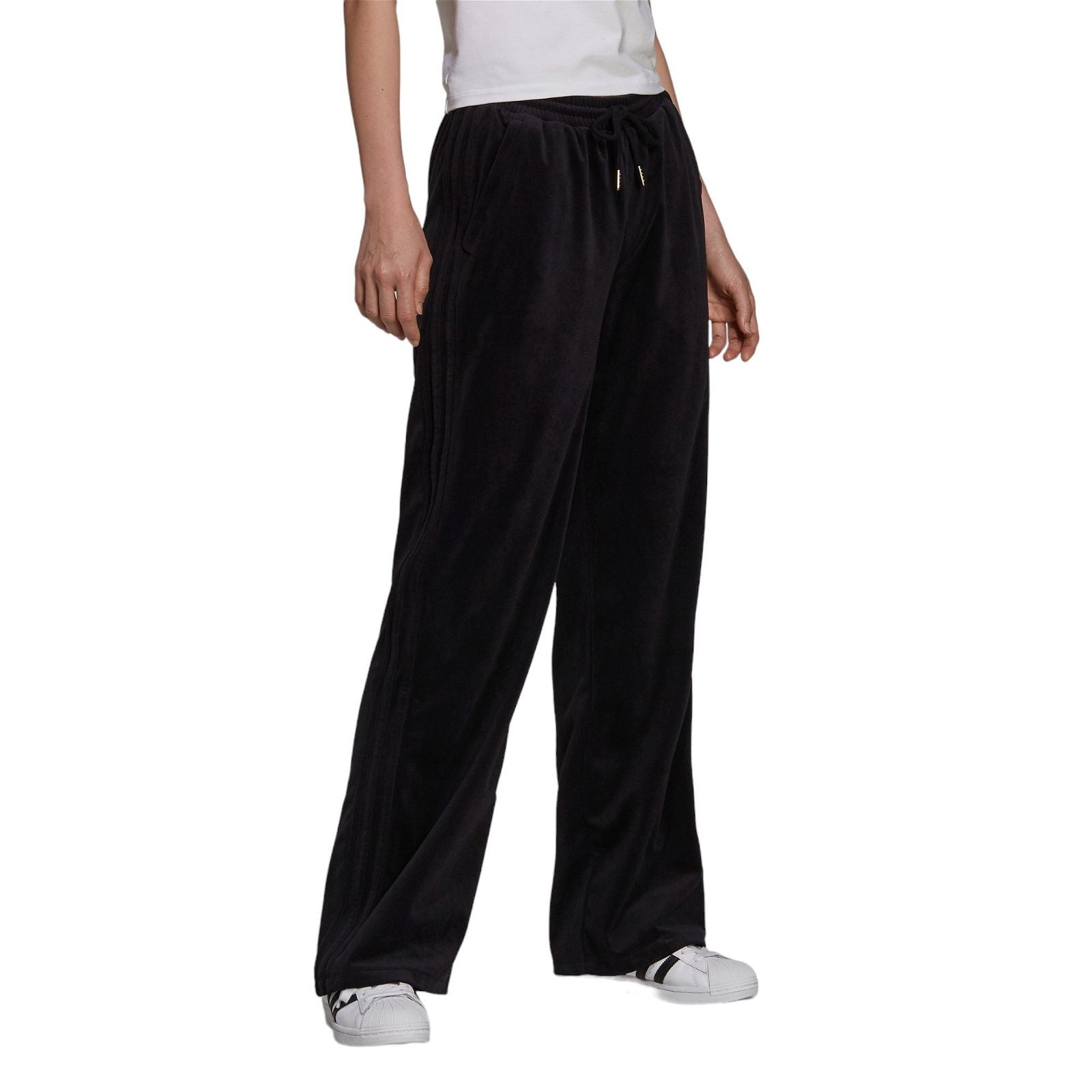 adidas Originals Womens Adicolor Velour Joggers - Black - ViaductClothing - -