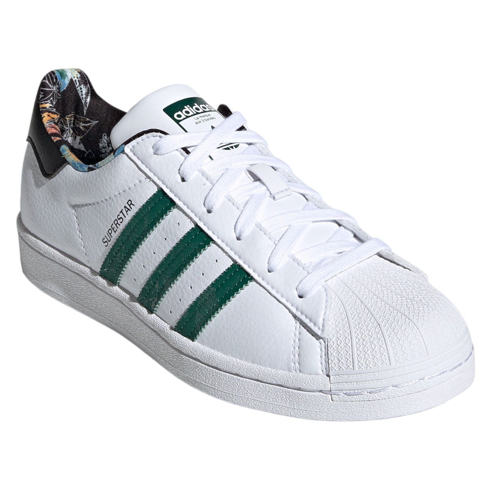 adidas Originals Womens Superstar Shoes - Cloud White Green - ViaductClothing - -