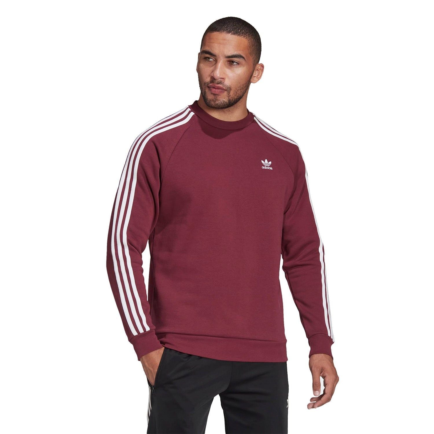adidas Originals adicolor 3-Stripes Crew Sweatshirt - Victory Crimson - ViaductClothing - -