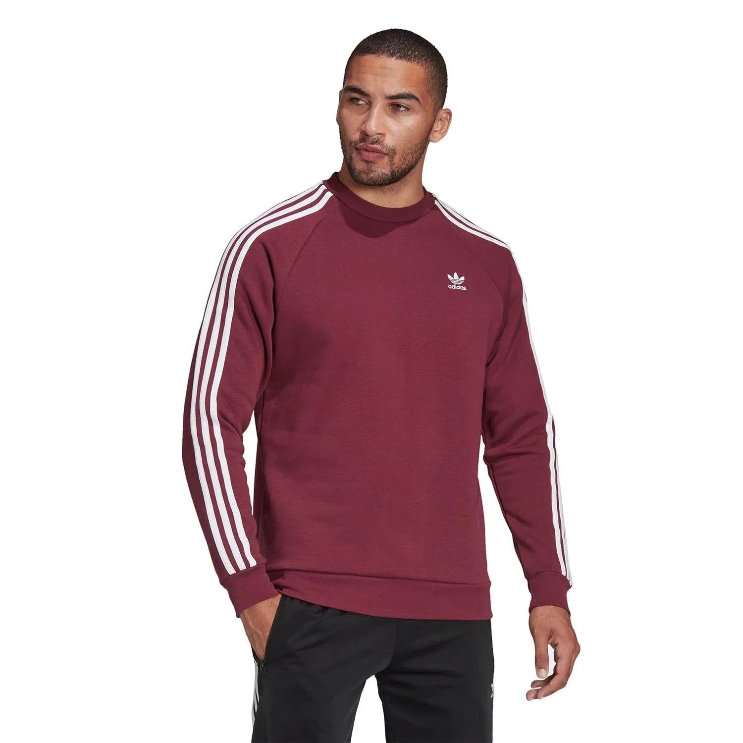 adidas Originals adicolor 3-Stripes Crew Sweatshirt - Victory Crimson - ViaductClothing