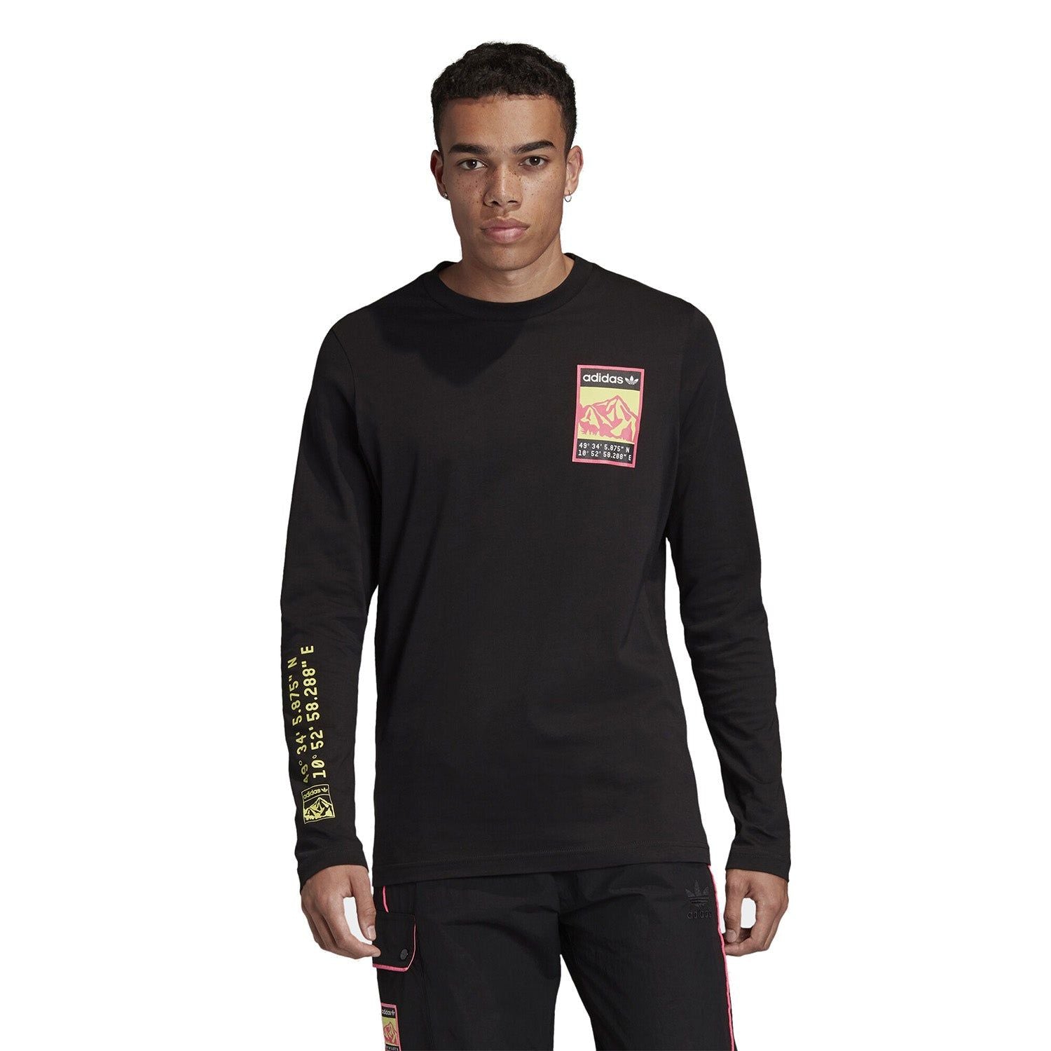 adidas Originals adiplore Long Sleeved Graphic T Shirt - Black - ViaductClothing - -