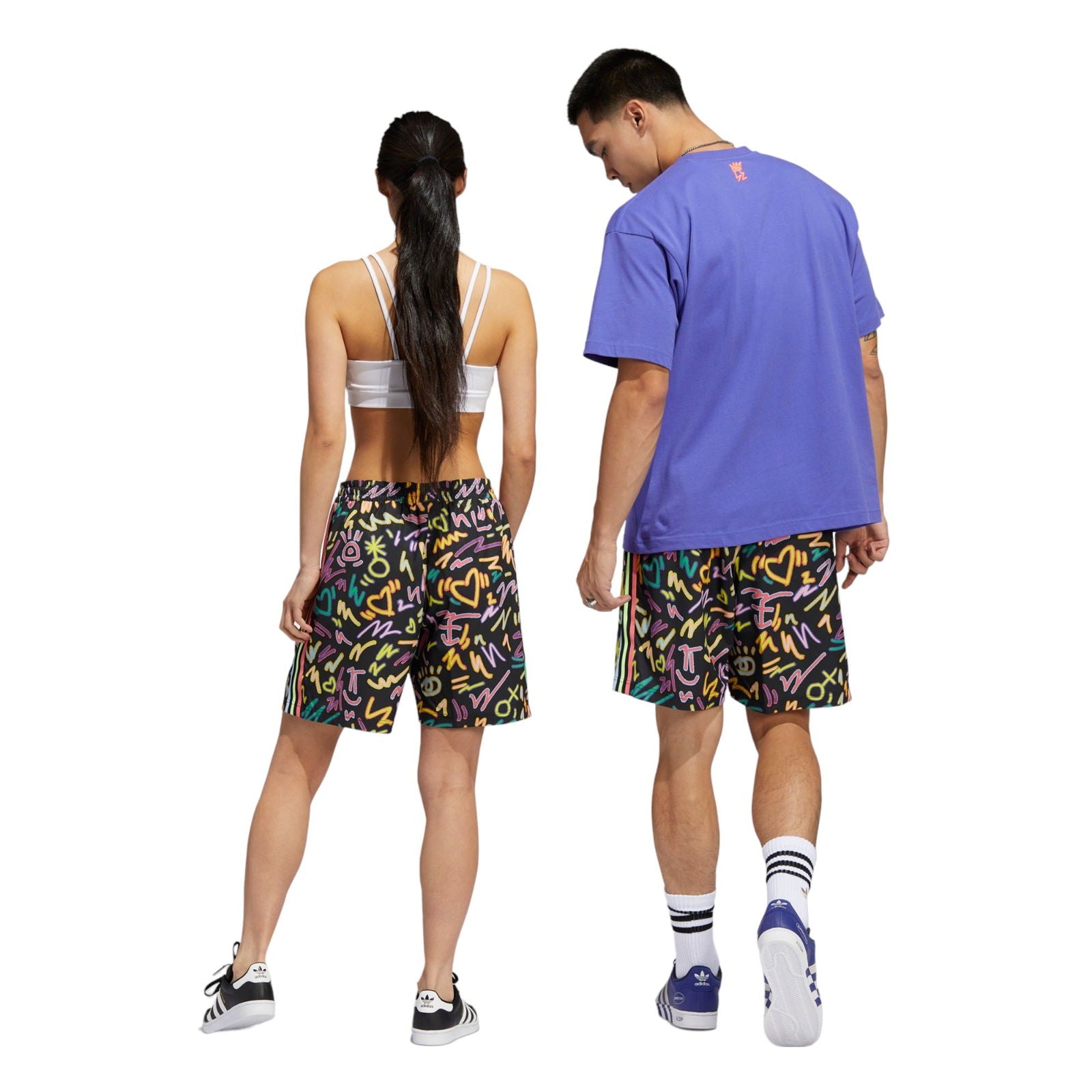 adidas Originals x Kris Andrews Love Unites Doodle Print Woven Shorts - Multi - ViaductClothing - -