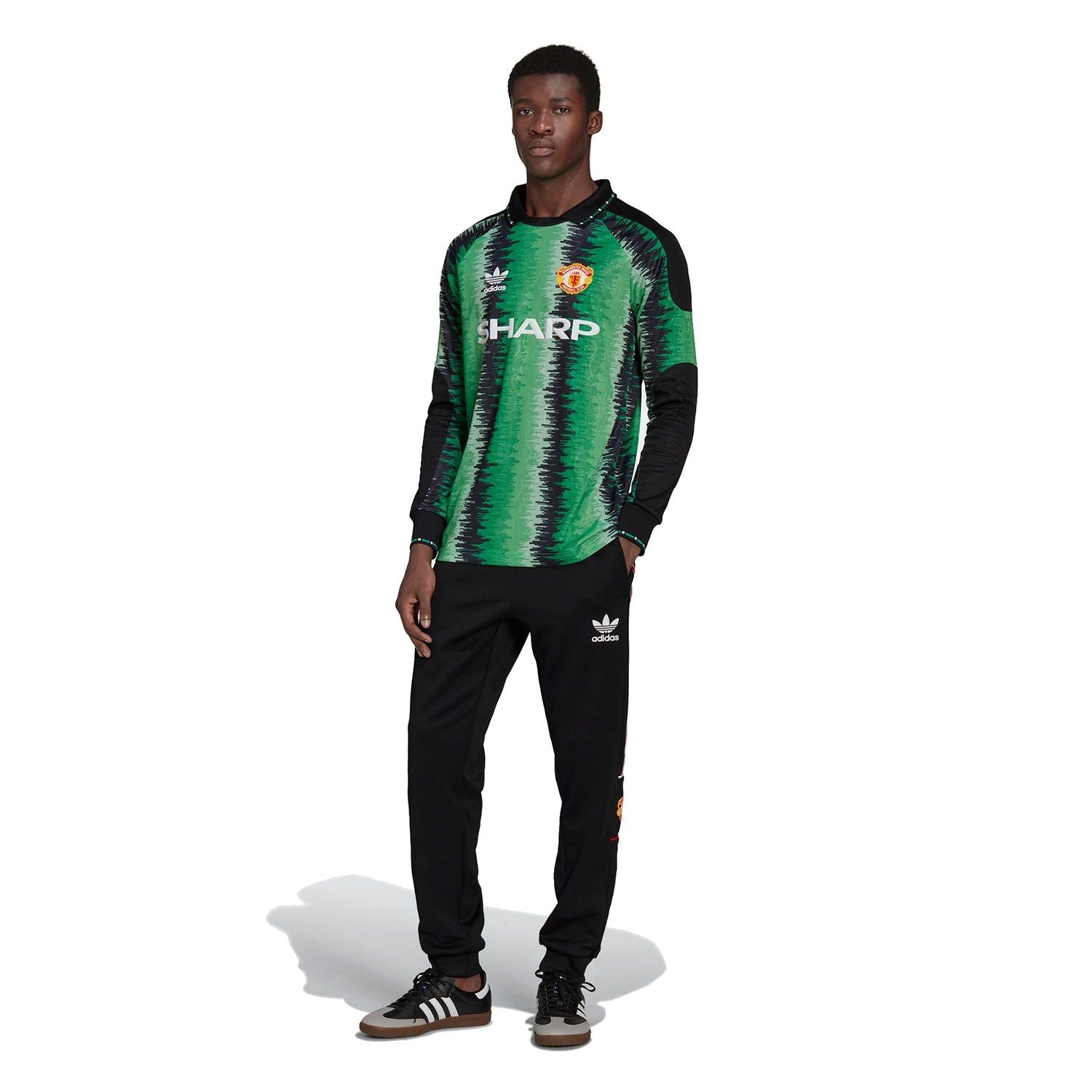 adidas Originals x Manchester United 90s Retro Goalkeeper Jersey - Green Black - ViaductClothing - -