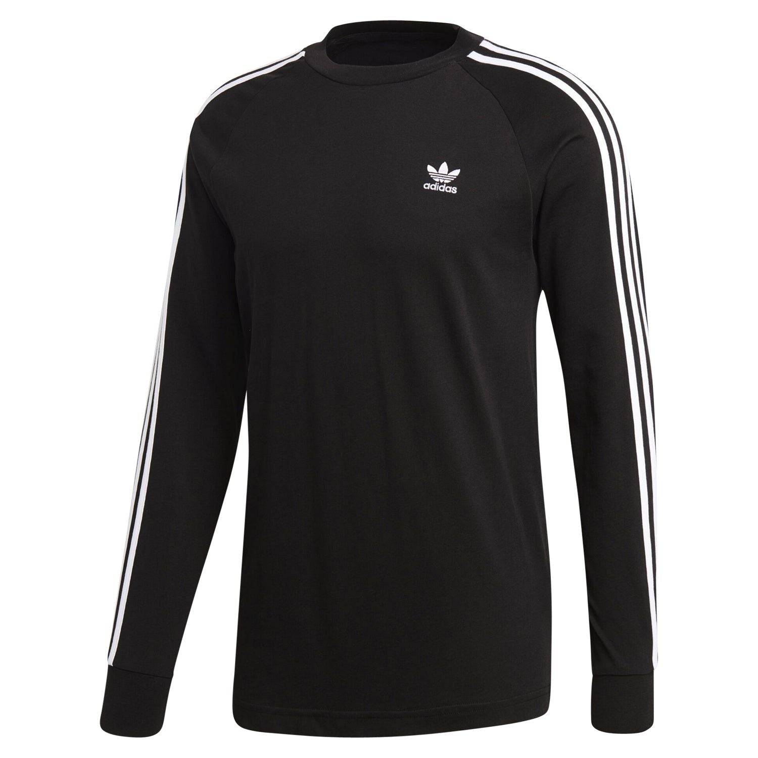 adidas Orignals Long Sleeved 3-Stripes Tee - Black - ViaductClothing - -