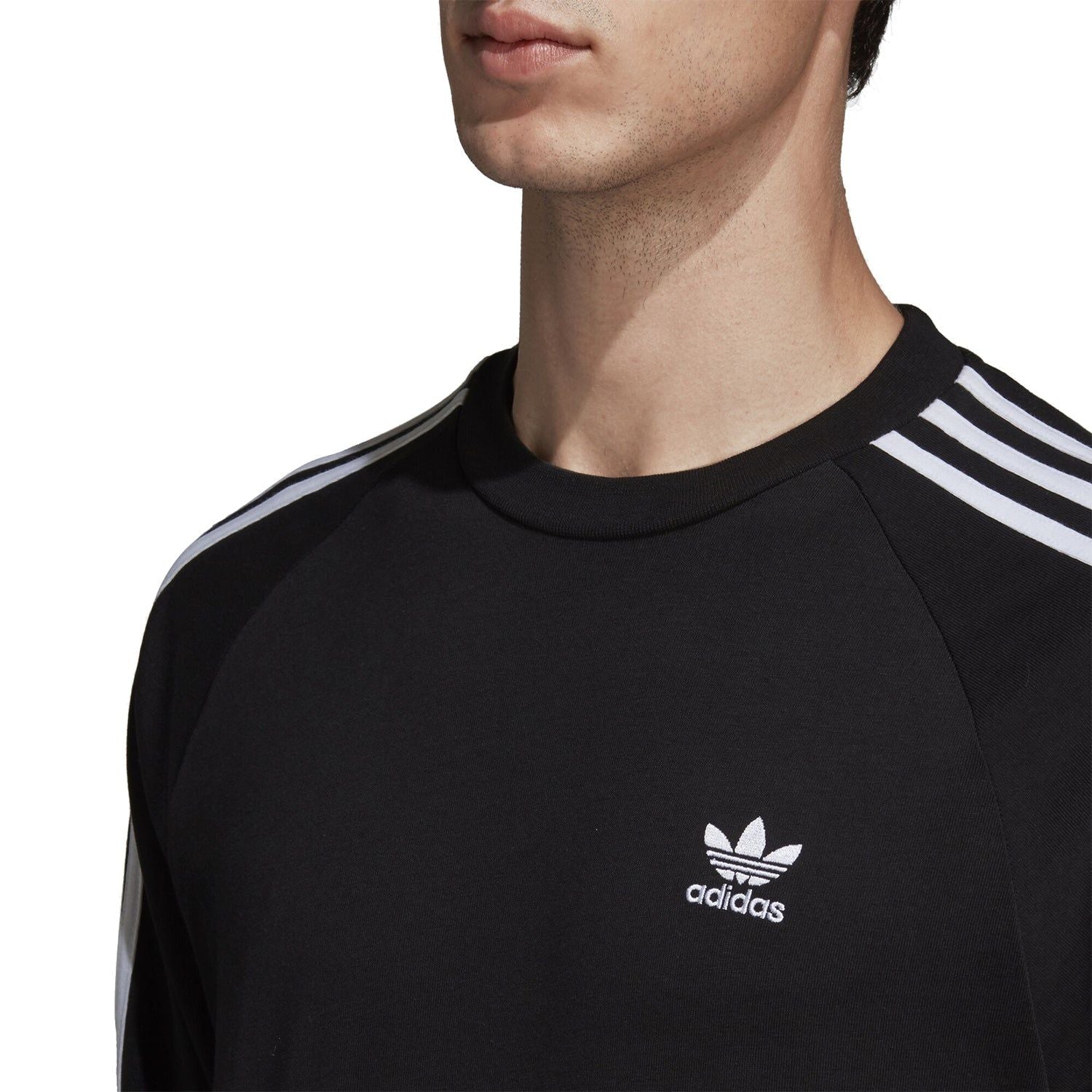 adidas Orignals Long Sleeved 3-Stripes Tee - Black - ViaductClothing - -