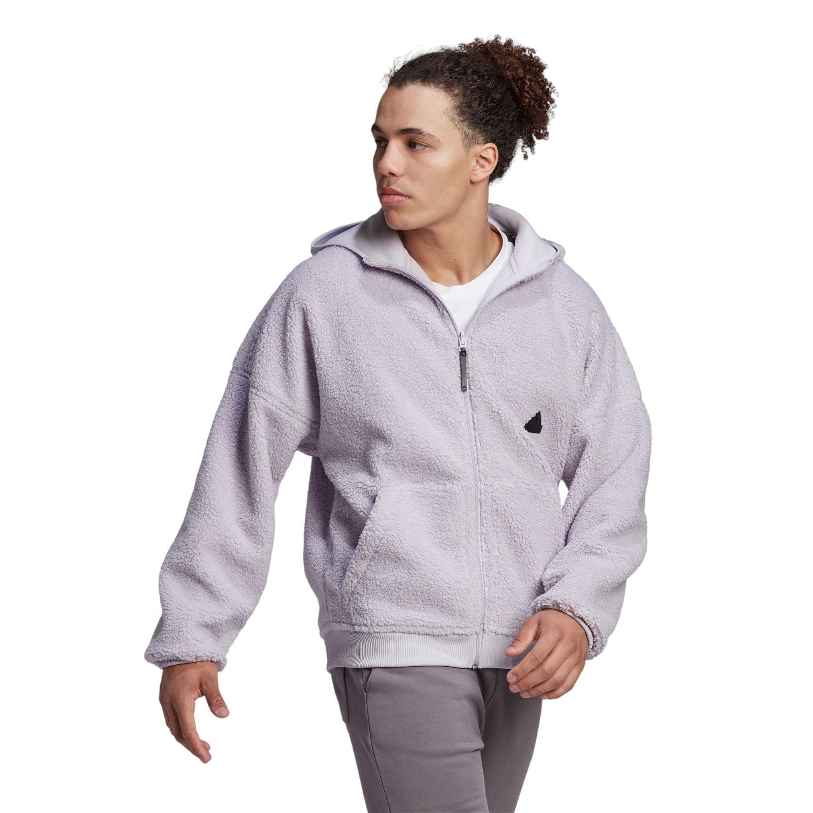 adidas Polar Fleece Full-Zip Sweatshirt Hoodie - Purple - ViaductClothing - -