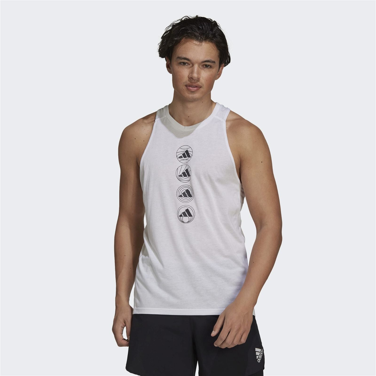 adidas Run Logo Tank Top - White - ViaductClothing - -