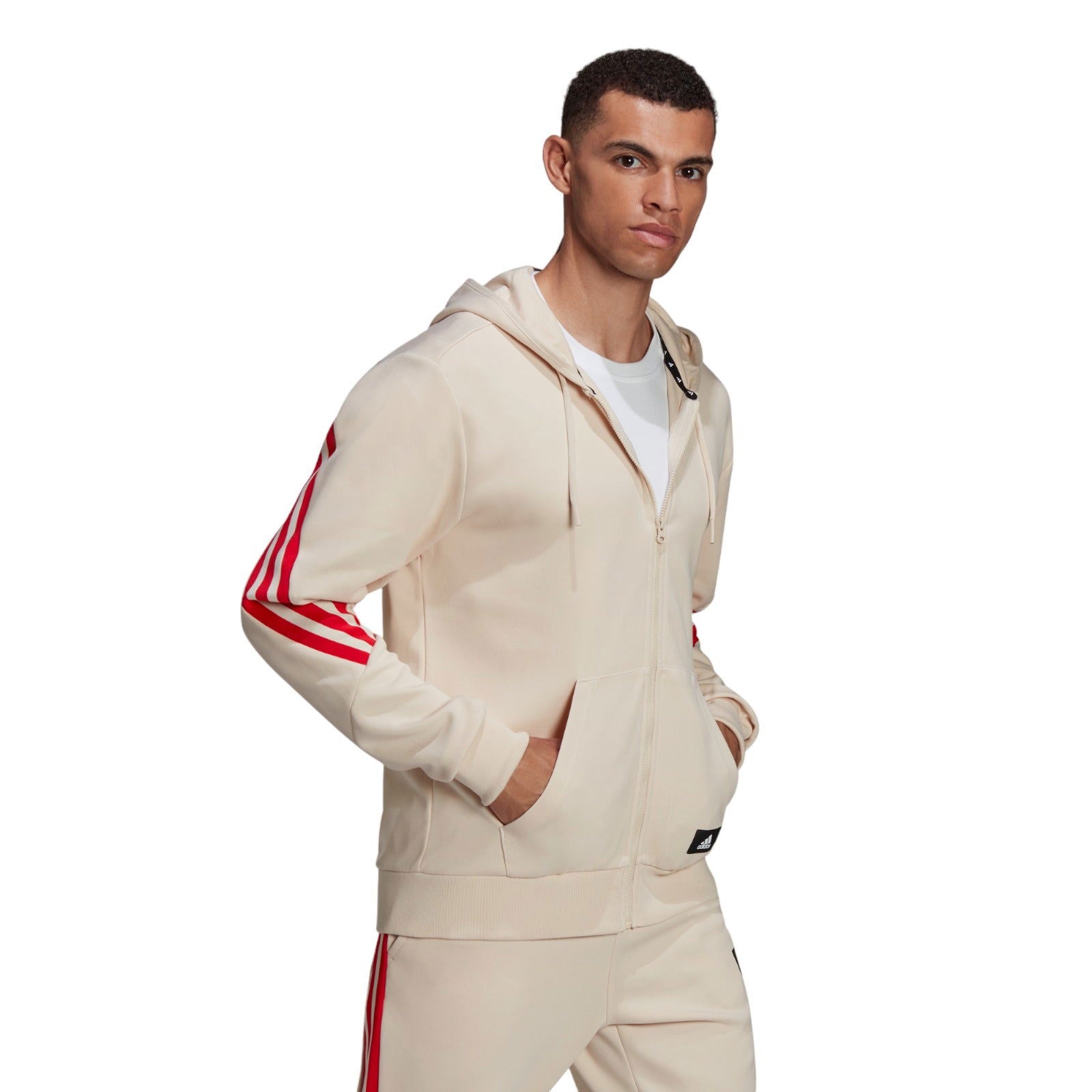 adidas Sportswear Future Icons 3-Stripes Full-Zip Hoodie - Beige - ViaductClothing - -