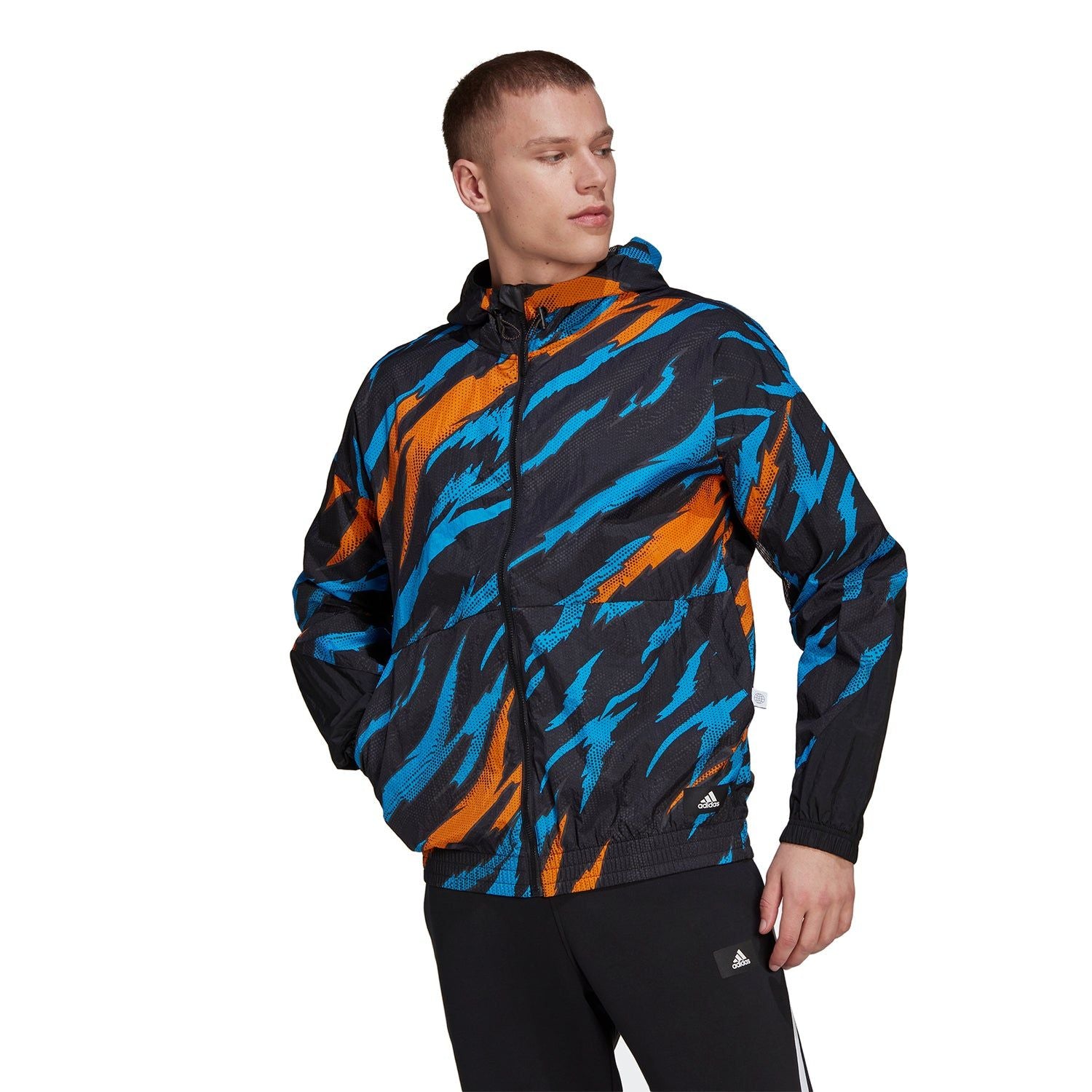 adidas TRVL Tiger Camo Windbreaker Mens - Black - ViaductClothing - -