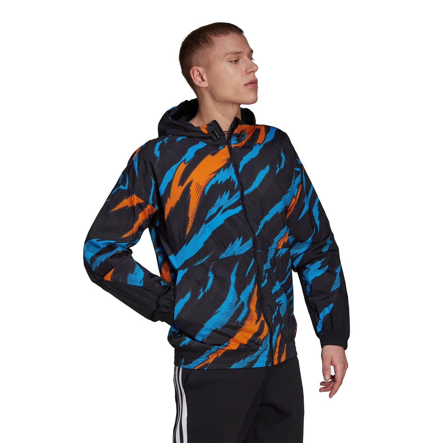 adidas TRVL Tiger Camo Windbreaker Mens - Black - ViaductClothing - -