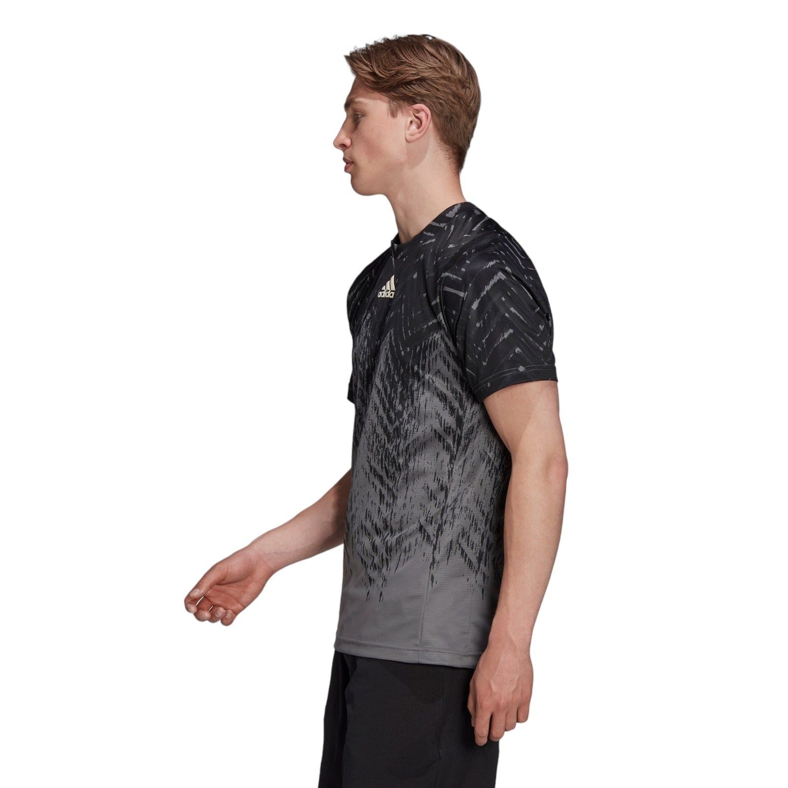 adidas Tennis Primeblue Freelift Printed Tee - Grey - ViaductClothing - -