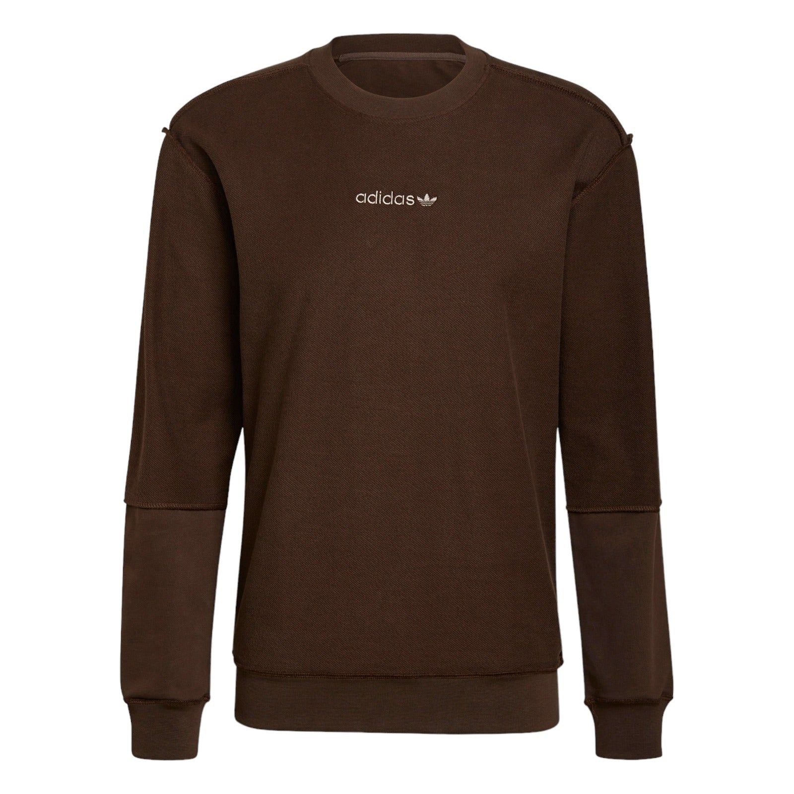 adidas Tonal Textures French Terry Reverse Sweatshirt - Brown - ViaductClothing - -