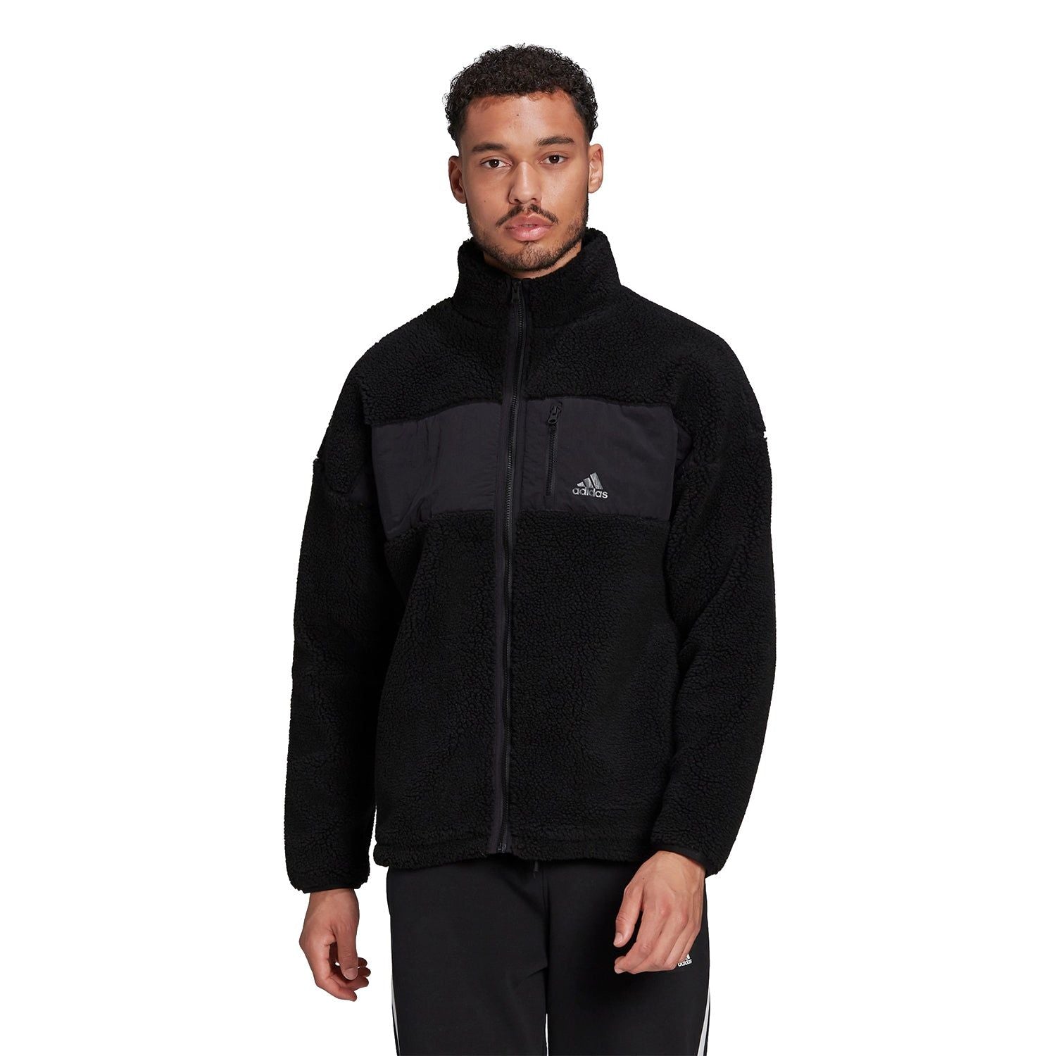 adidas Winter Sherpa Polar Fleece Jacket - Black - ViaductClothing - -