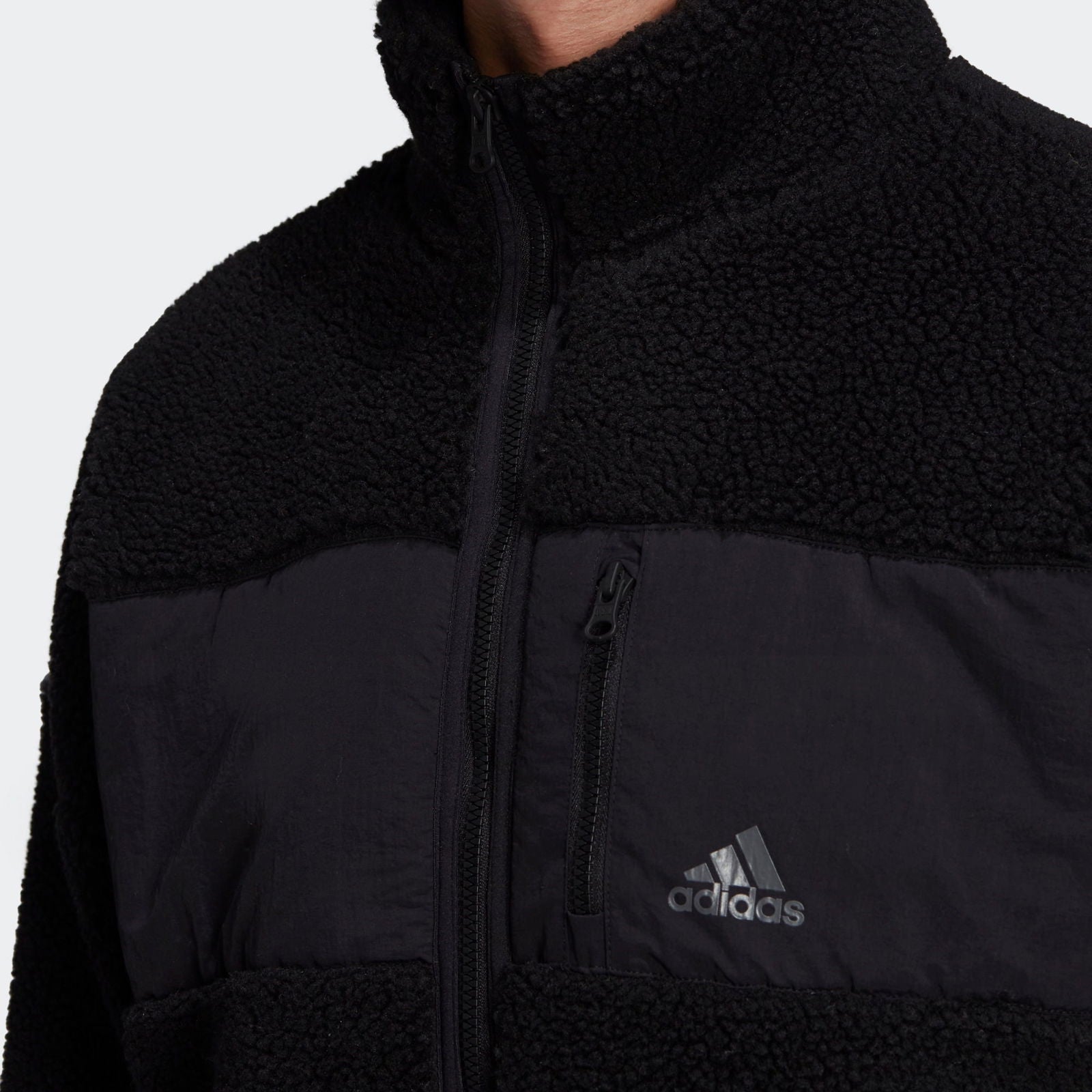 adidas Winter Sherpa Polar Fleece Jacket - Black - ViaductClothing - -