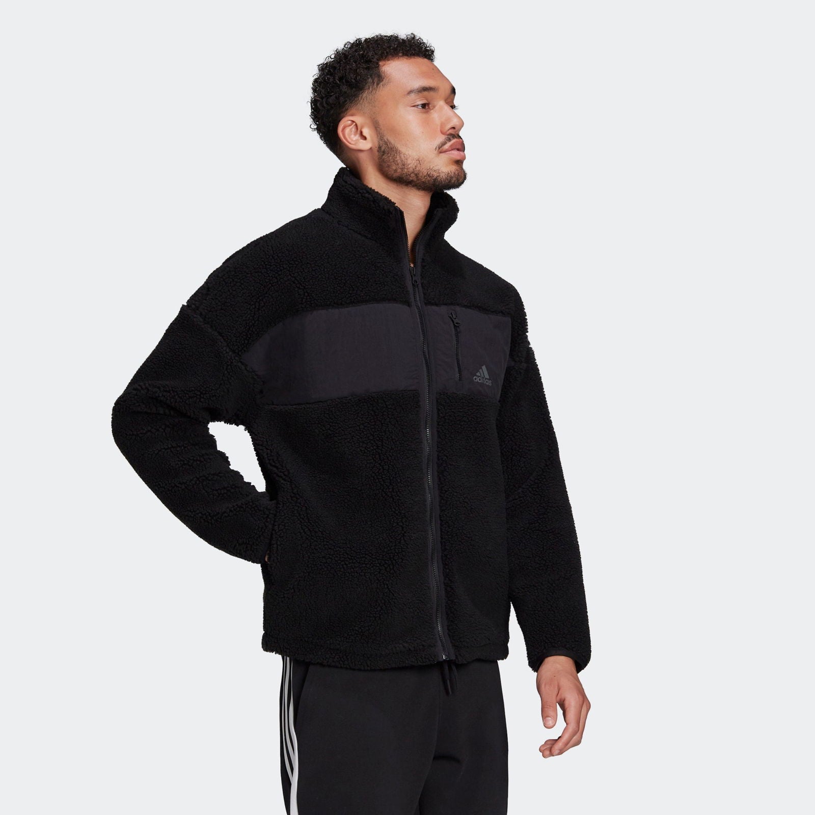 adidas Winter Sherpa Polar Fleece Jacket - Black - ViaductClothing - -