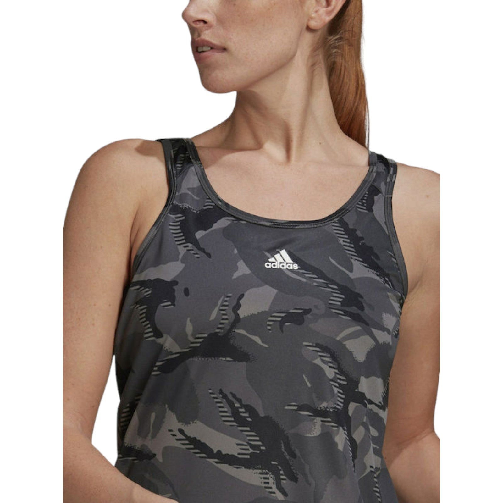 adidas Women's AEROREADY Designed 2 Move Camo Tank Top - Grey - ViaductClothing - -