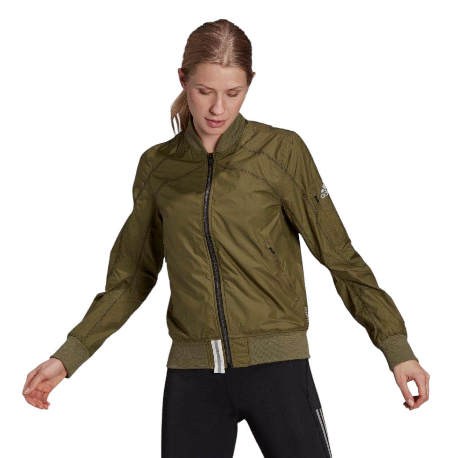 adidas Women's Primeblue Marathon Running Jacket - Green - ViaductClothing - -