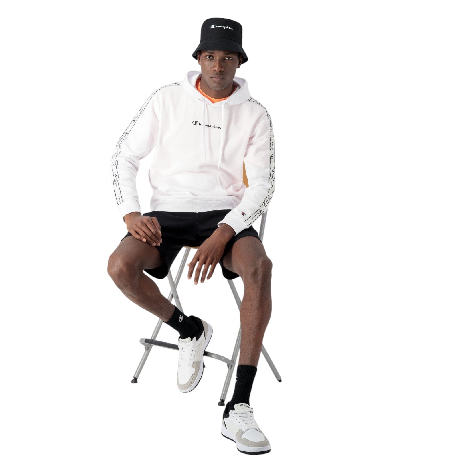 Champion Tapered Logo Hoodie - White