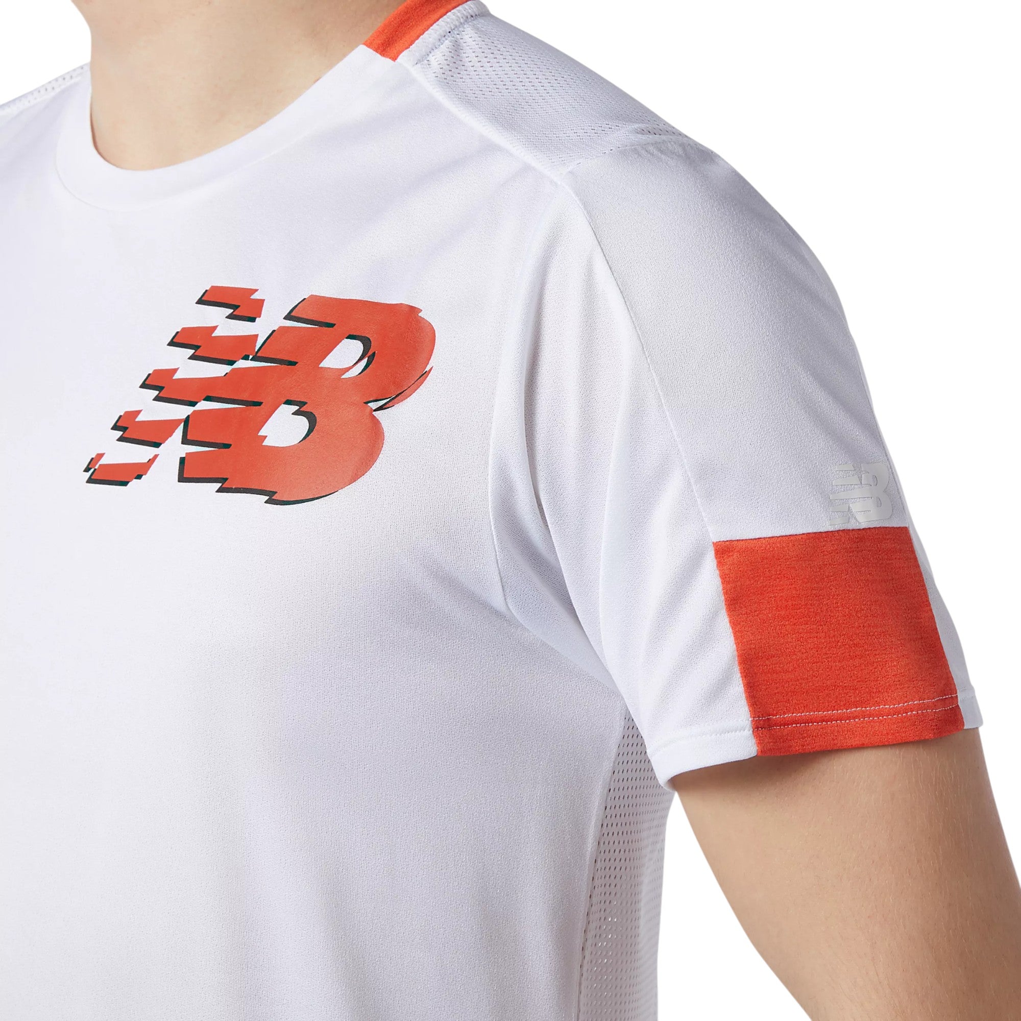 New Balance Printed Fast Flight Short Sleeve Jersey - White / Orange