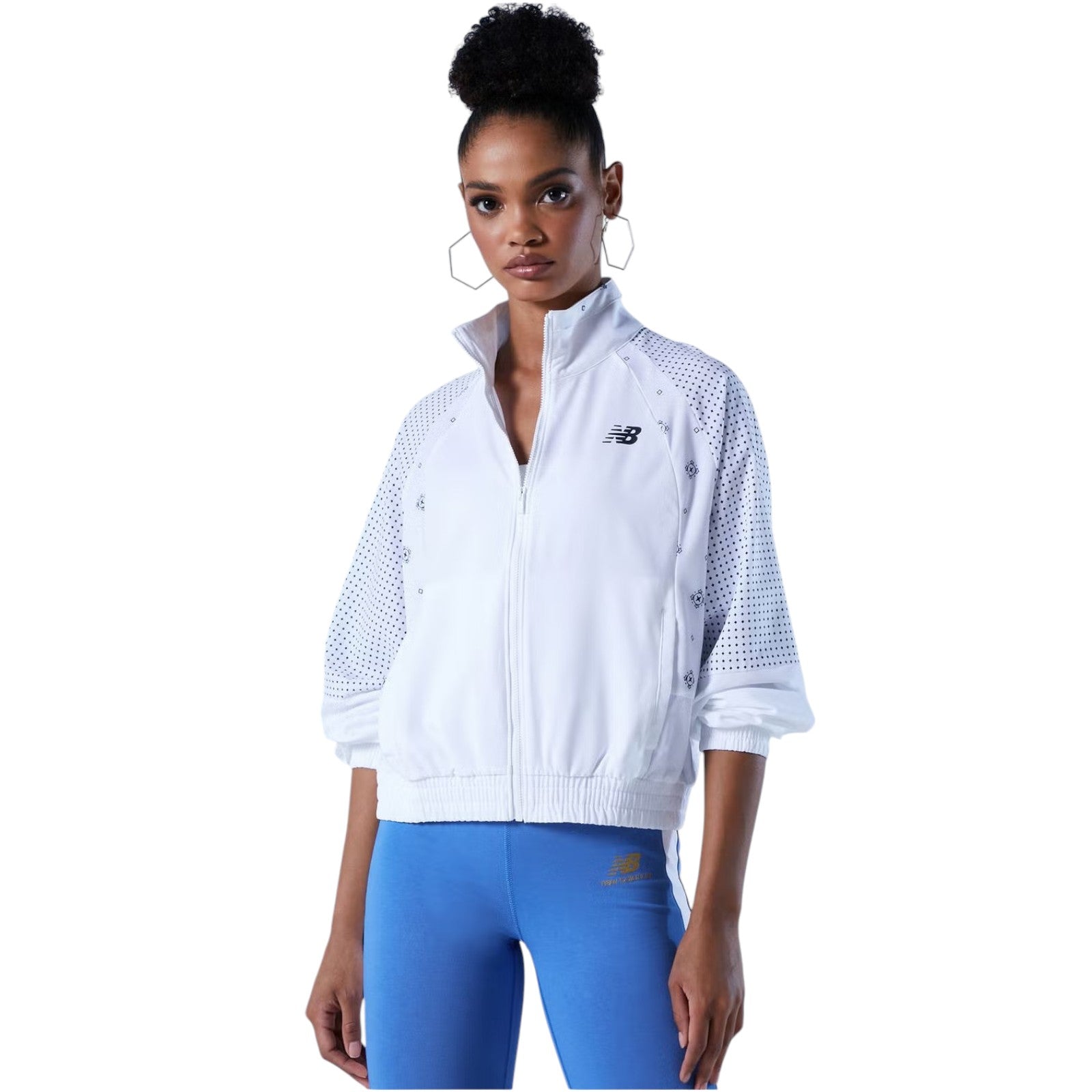 New Balance Womens Achiever Bandana Printed Jacket - White