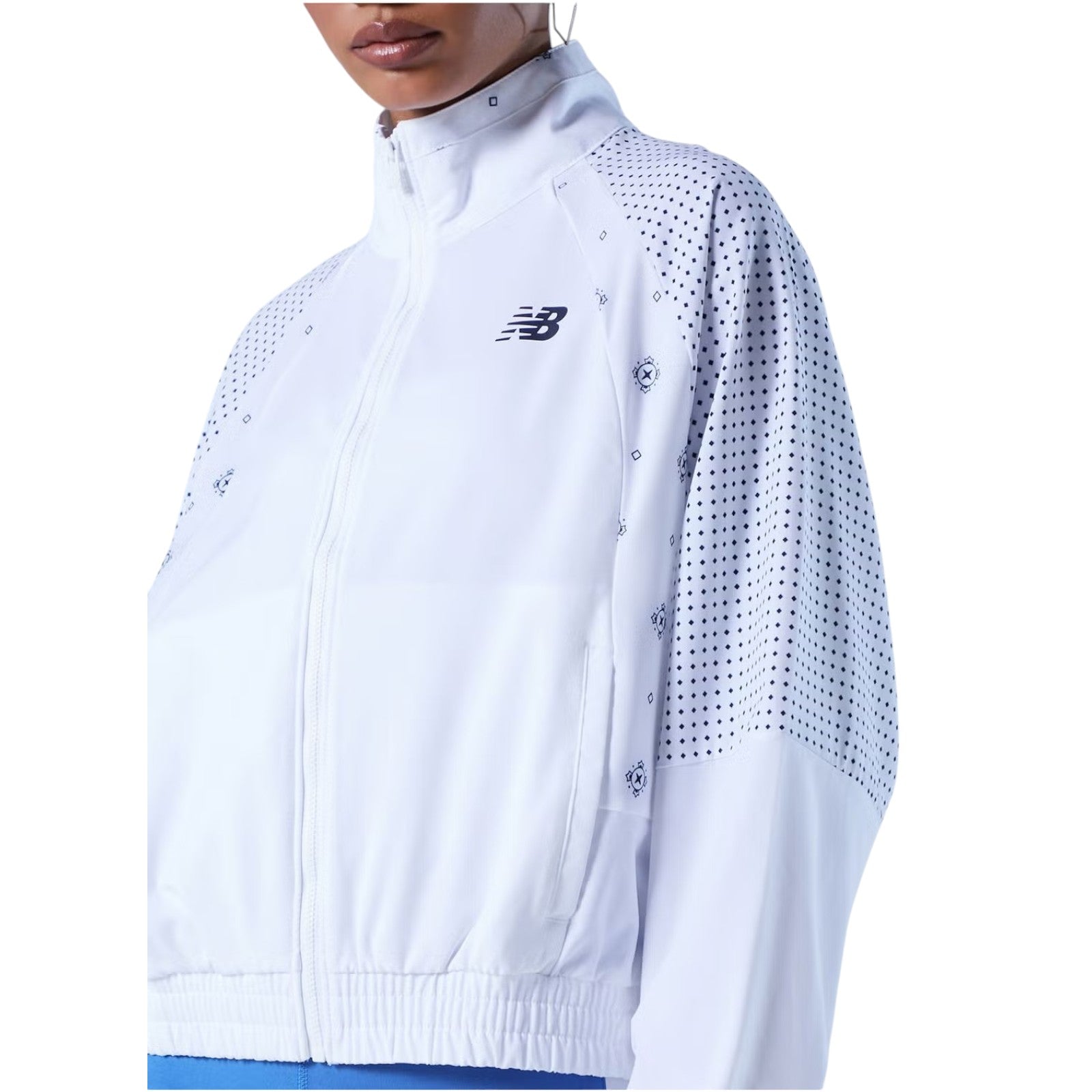 New Balance Womens Achiever Bandana Printed Jacket - White