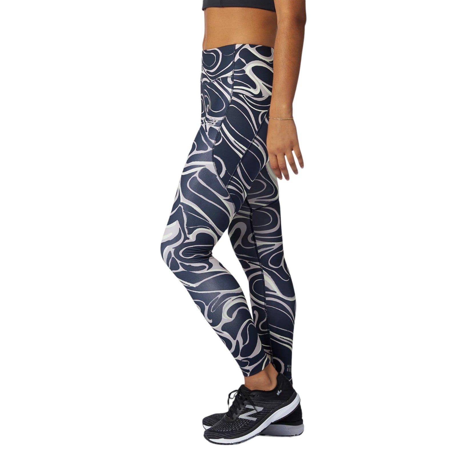 New Balance Womens Printed Impact Run Tights - Blue