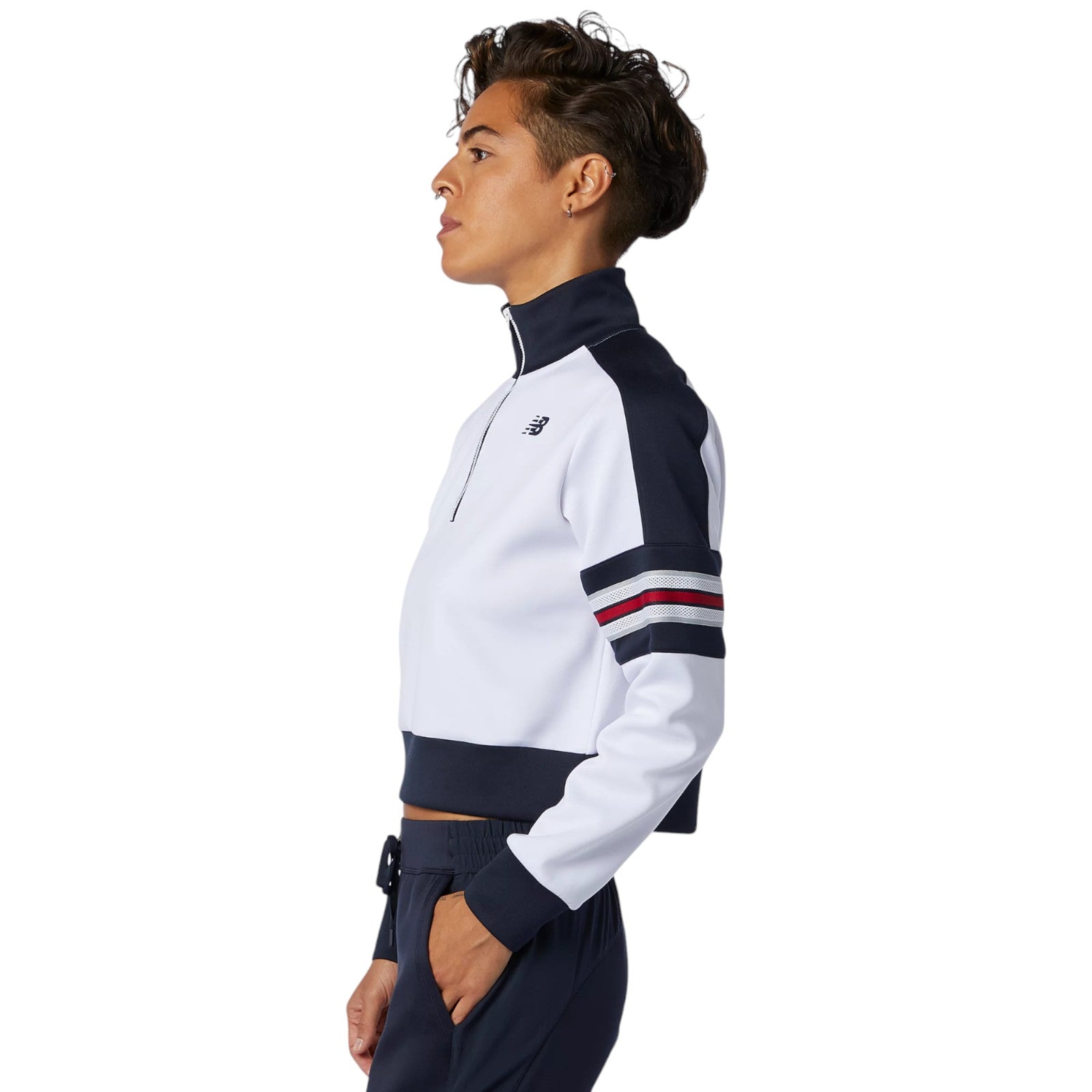 New Balance Womens Archive Half Zip Sweatshirt - White