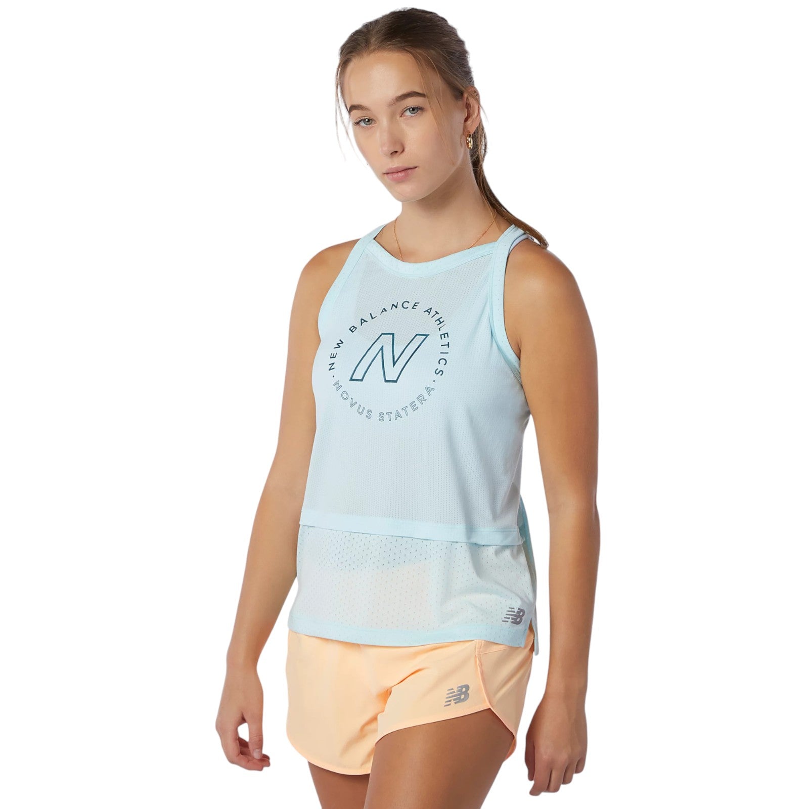 New Balance Womens Printed Impact Run Hybrid Tank Top - Blue