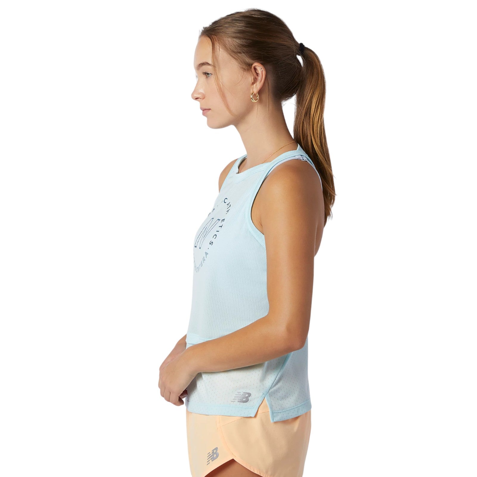 New Balance Womens Printed Impact Run Hybrid Tank Top - Blue