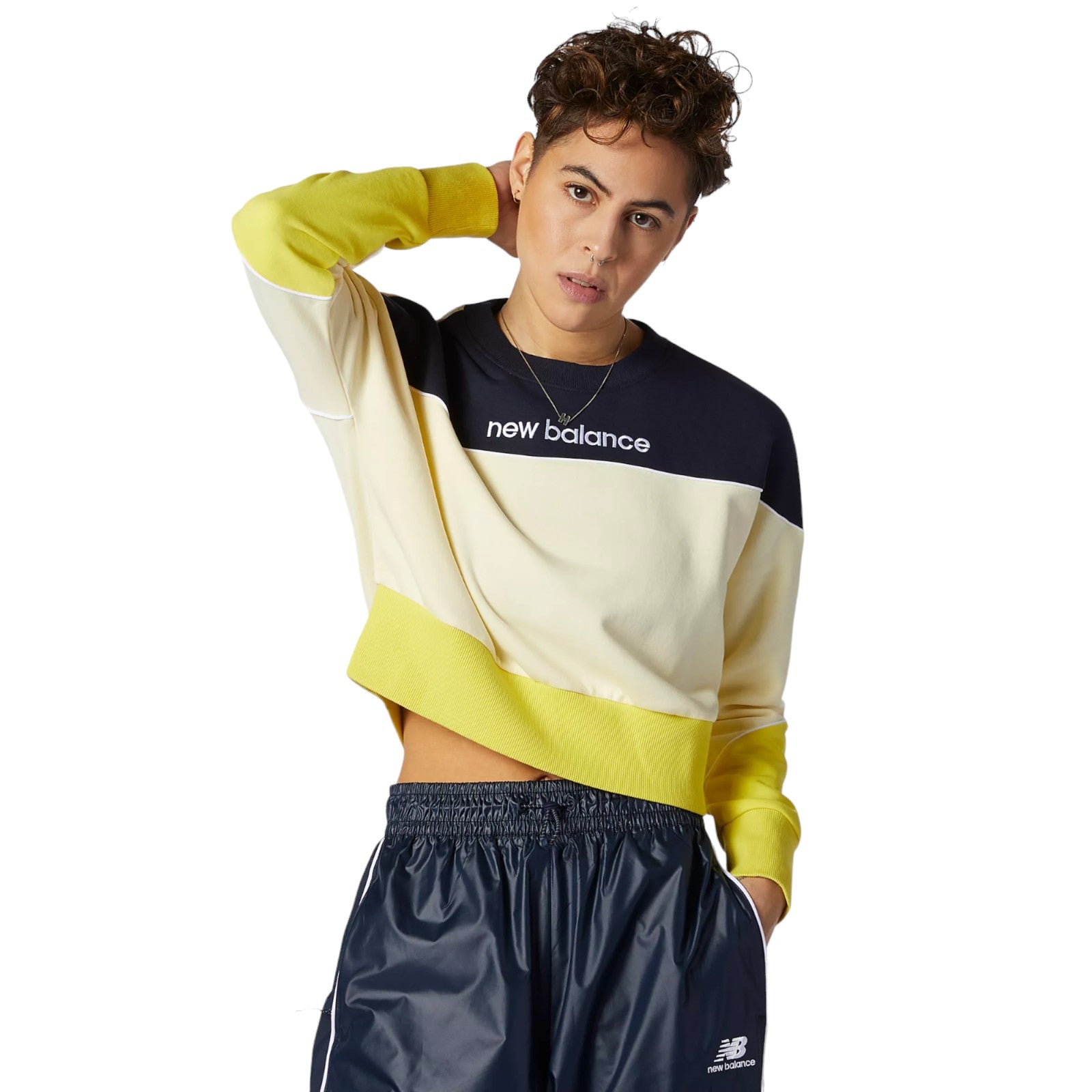 New Balance Womens NB Athletics Crew Fleece - Yellow Navy