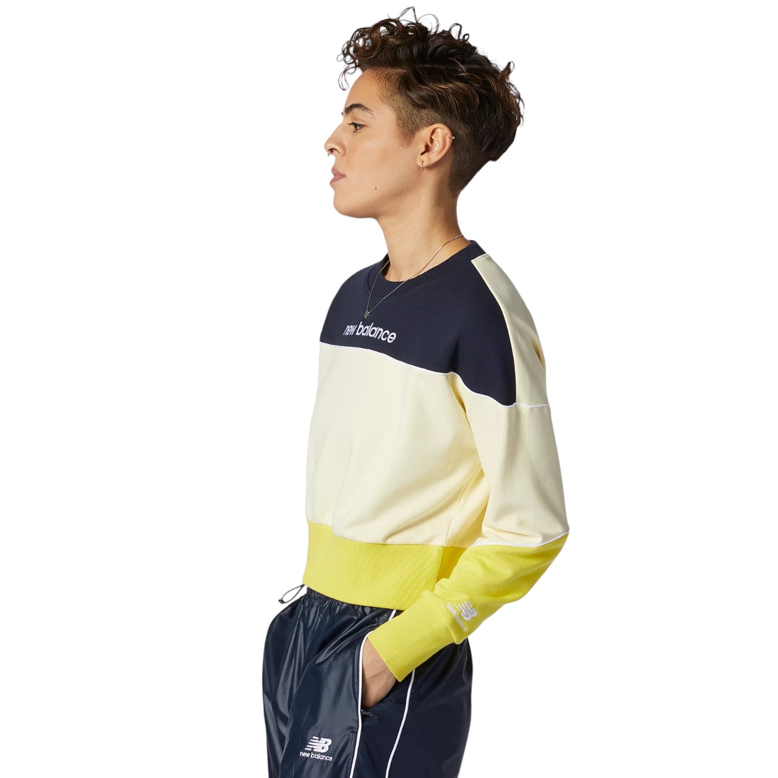 New Balance Womens NB Athletics Crew Fleece - Yellow Navy