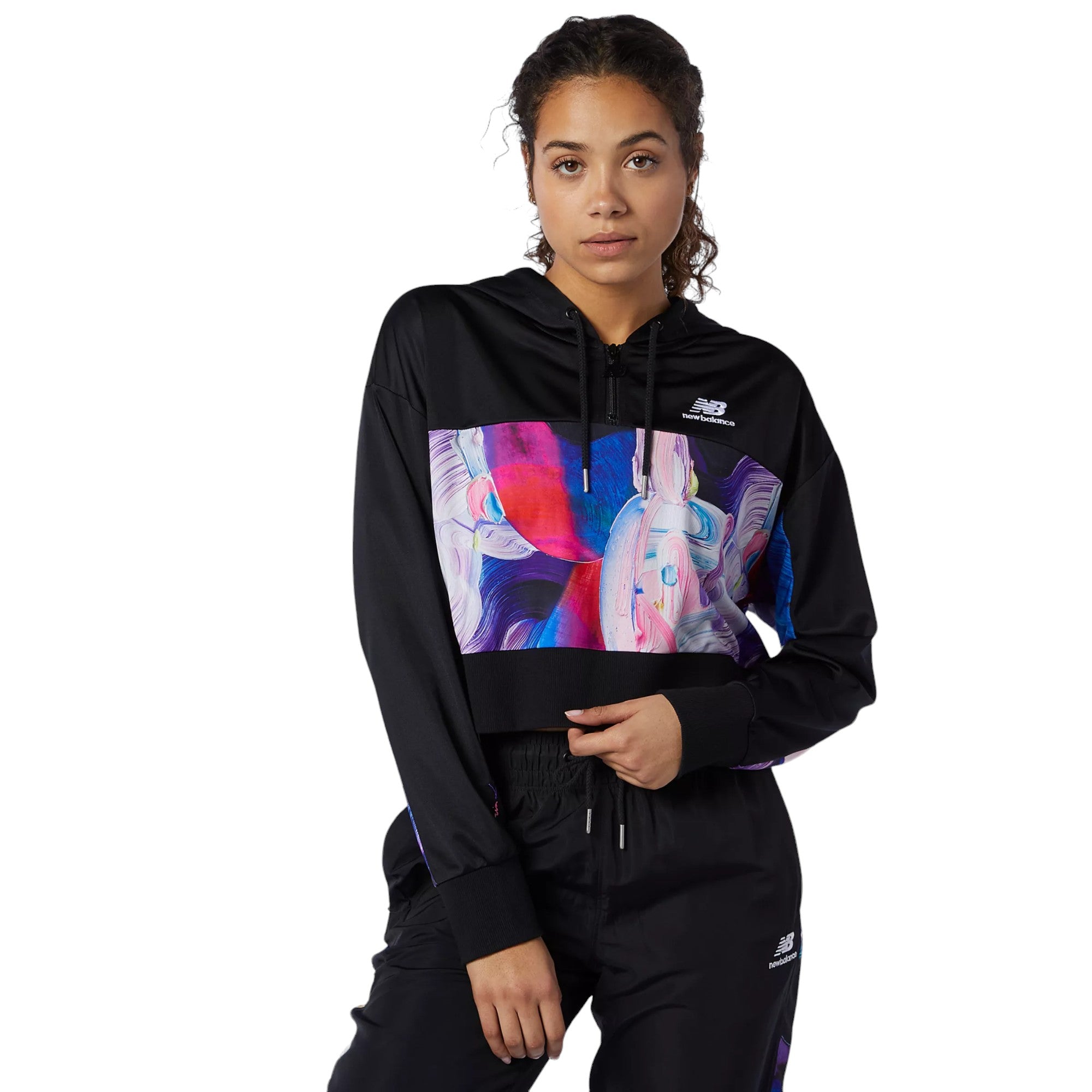 New Balance Womens NB Athletics Erin Loree Half-zip Hoodie - Black