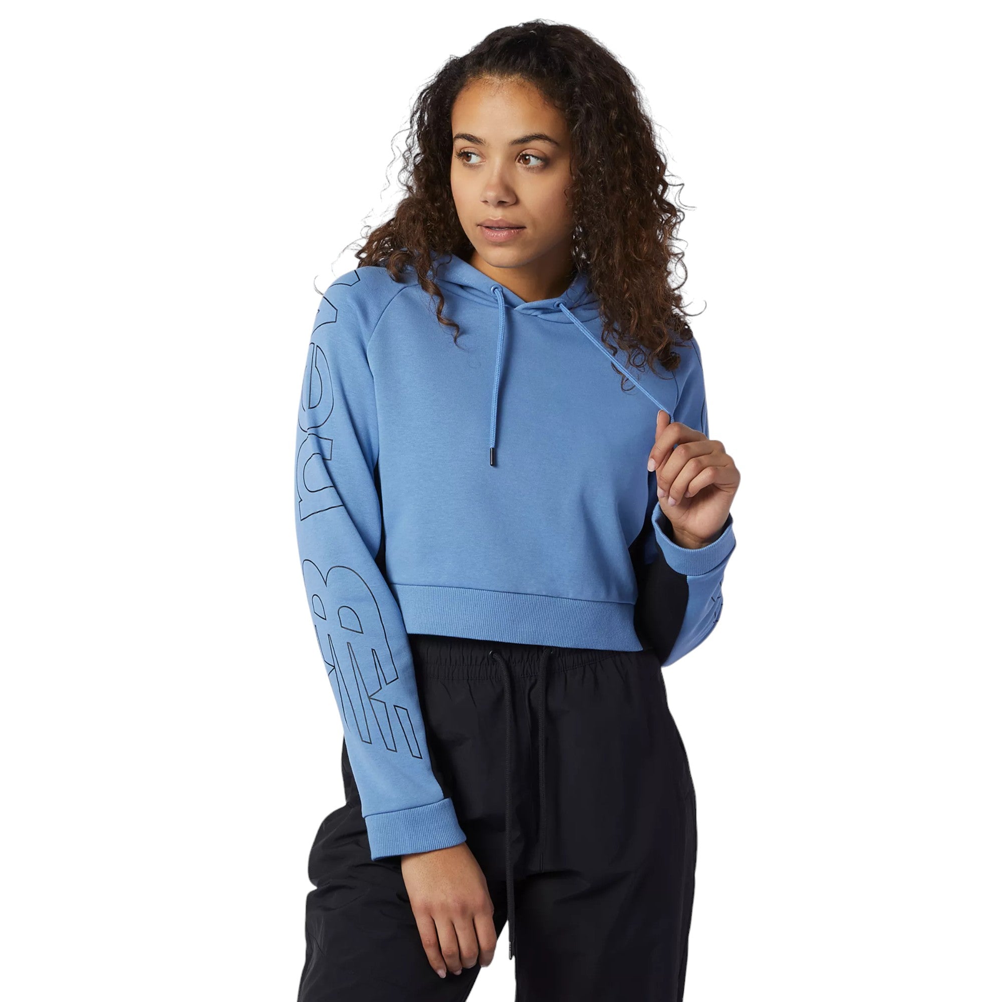 New Balance Womens Athletics Optiks Graphic Hoodie - Blue