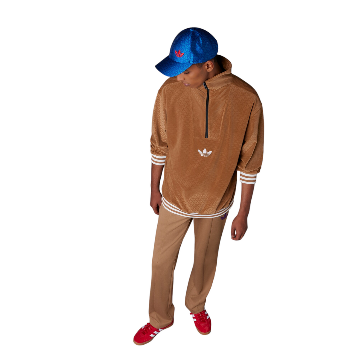 adidas Originals Men's Adicolor Heritage Now Funnel Velour Top - Brown