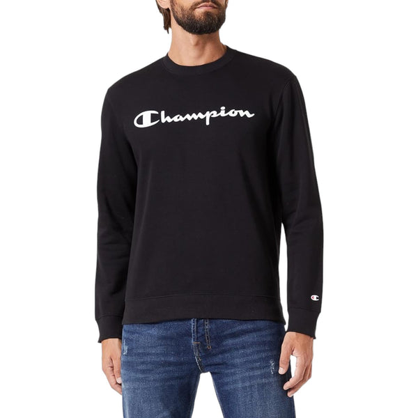 Champion Crew Neck Spellout Fleece Sweatshirt - Black