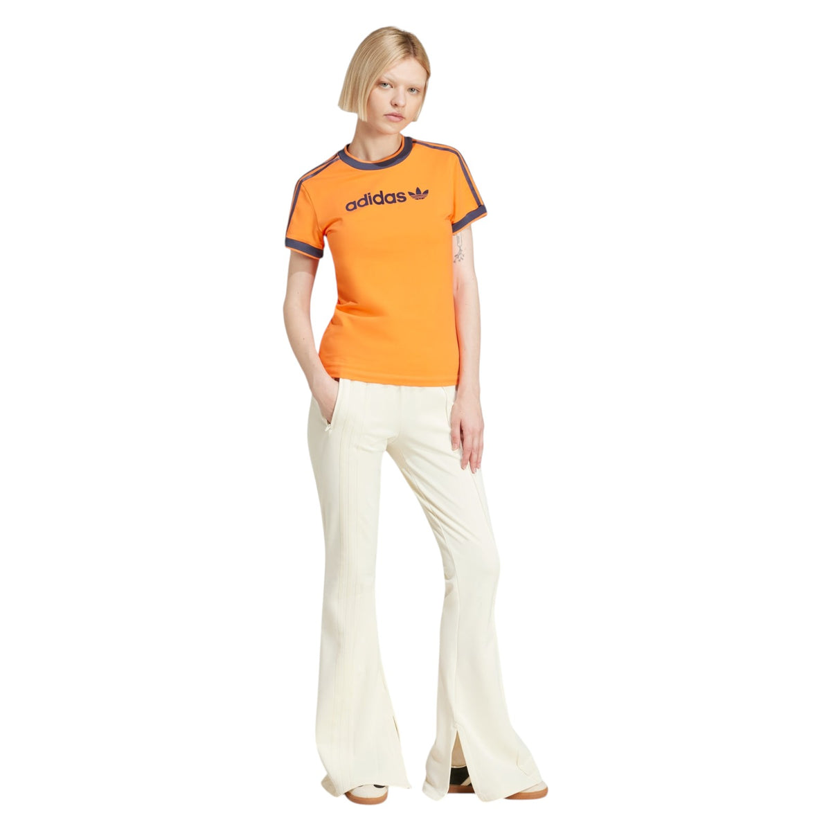 adidas Originals Women's 3-Stripes Flared Firebird Track Pants - White