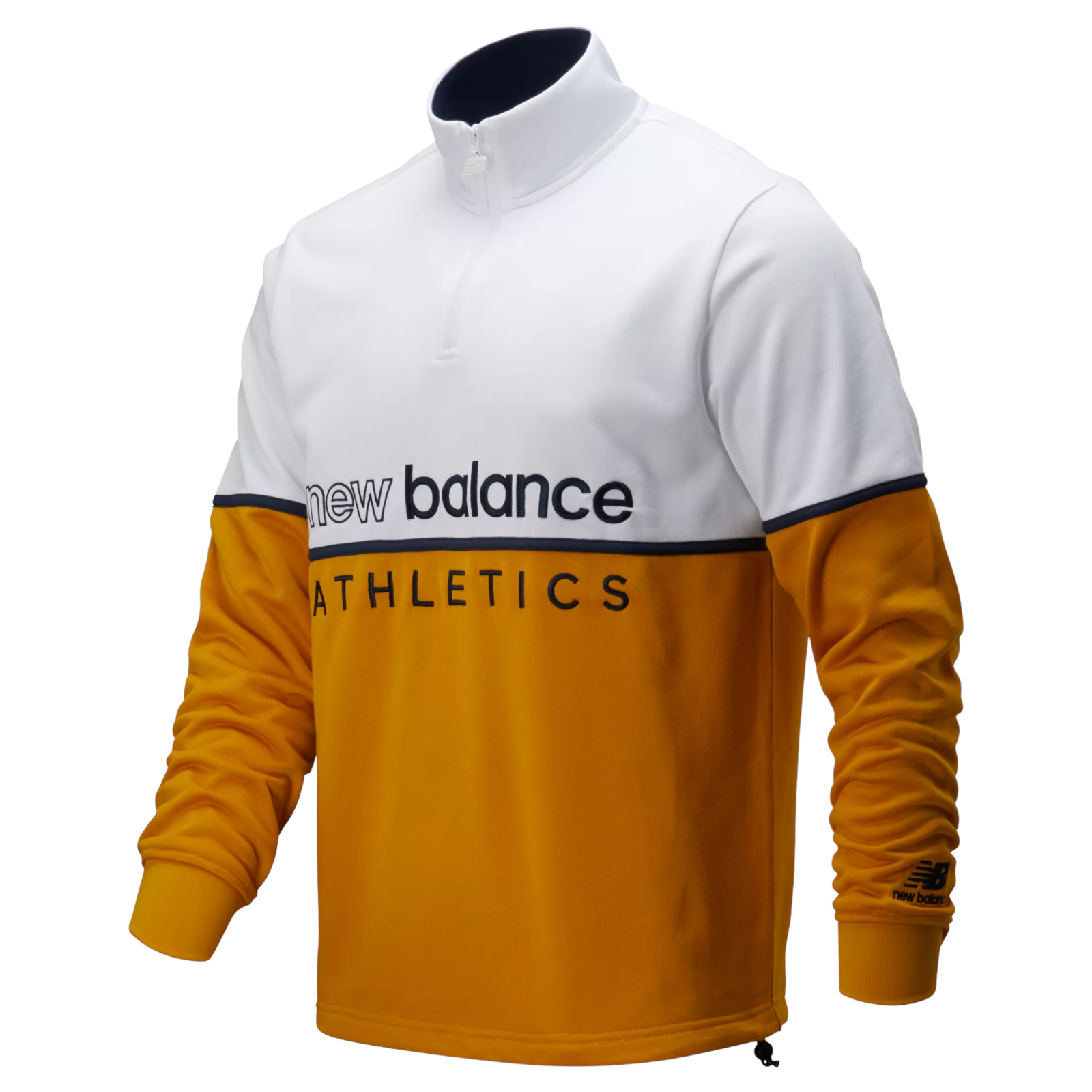New Balance Sweatshirt Athletics Track 1 4 Zip Yellow MT01506 VGL ViaductClothing