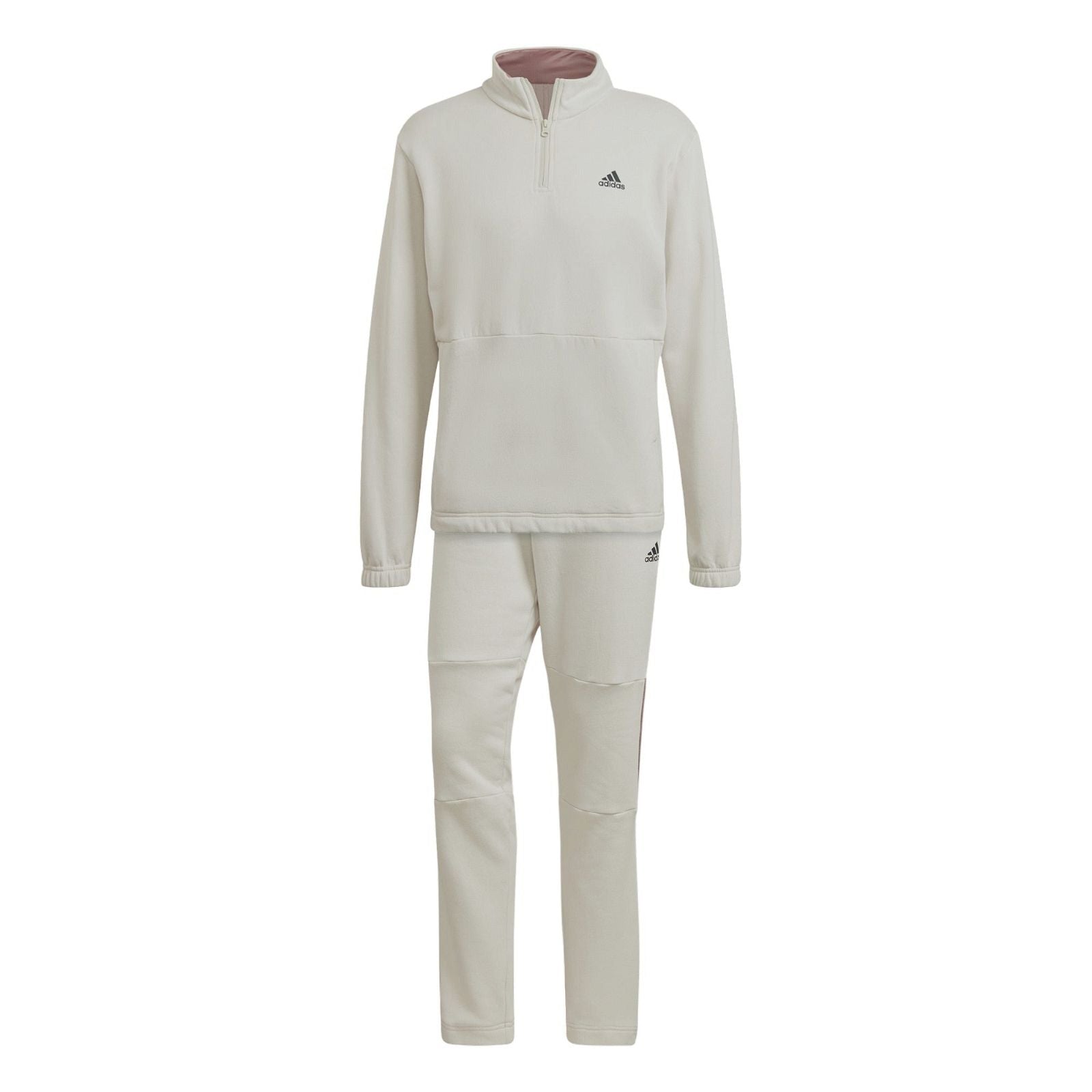 adidas 1/4 Zip Fleece Sweat Tracksuit - Beige - ViaductClothing -  -  