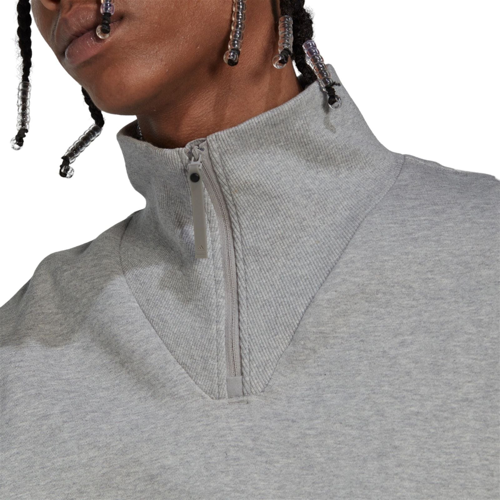 adidas 1/4 Zip Fleece Sweatshirt - Medium Grey Heather - ViaductClothing -  -  