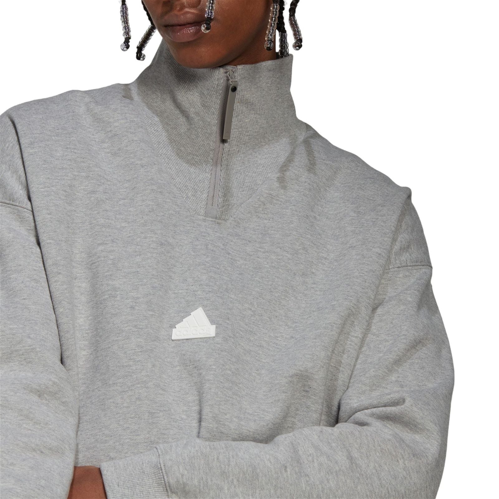 adidas 1/4 Zip Fleece Sweatshirt - Medium Grey Heather - ViaductClothing -  -  