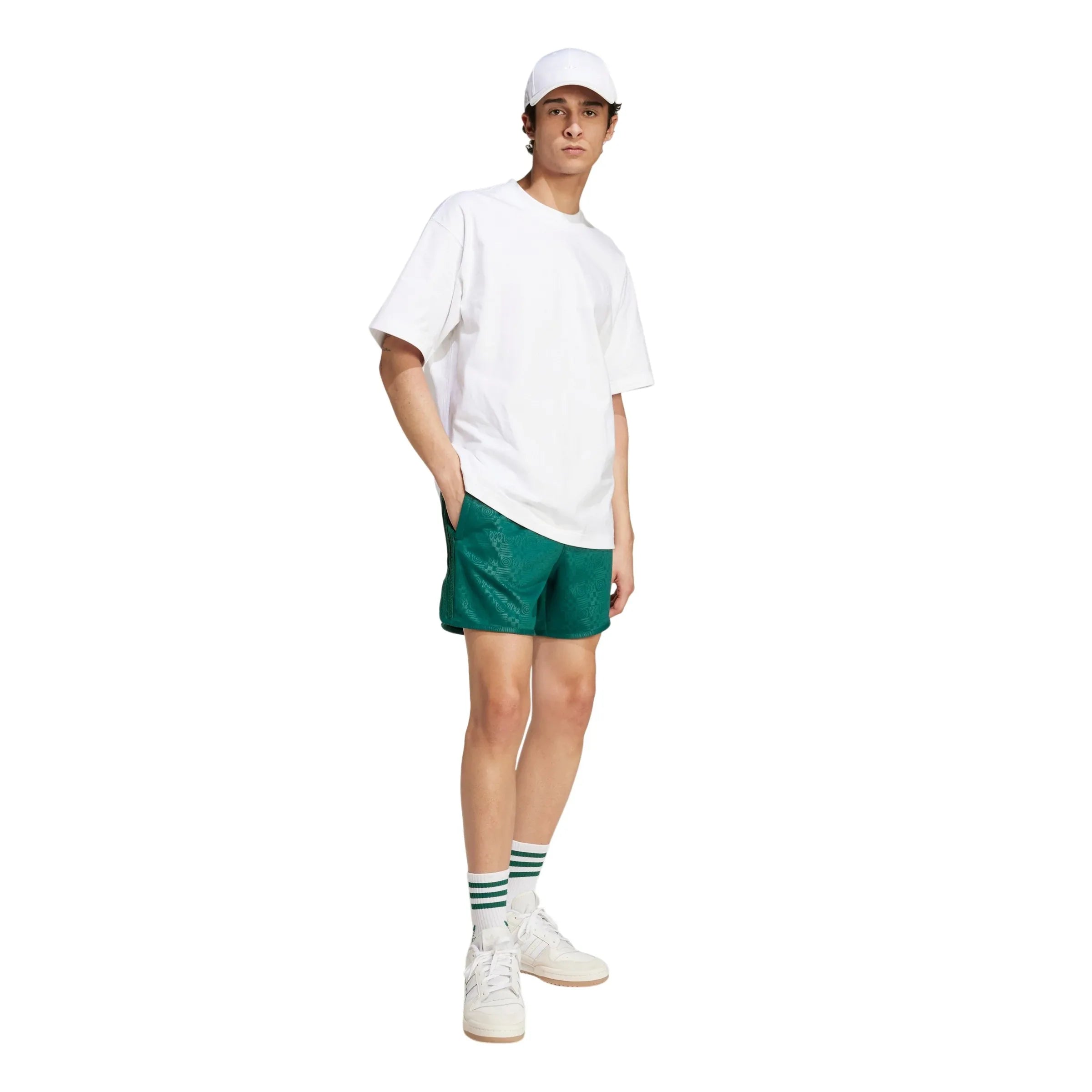 adidas Originals 80s Embossed 3-Stripes Sprinter Shorts - Collegiate Green - ViaductClothing