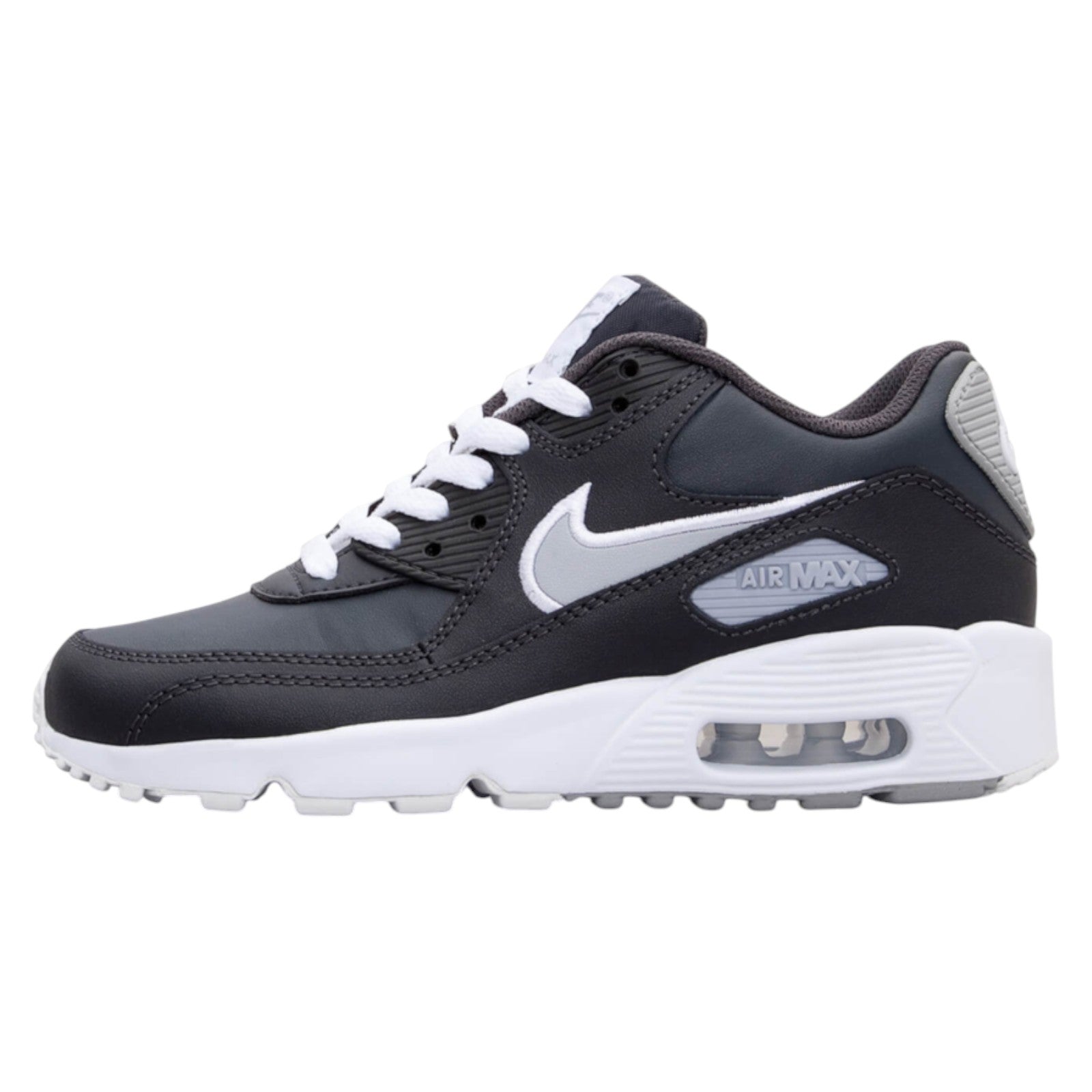 Nike Air Max 90 Leather Trainers (GS) - Grey / White