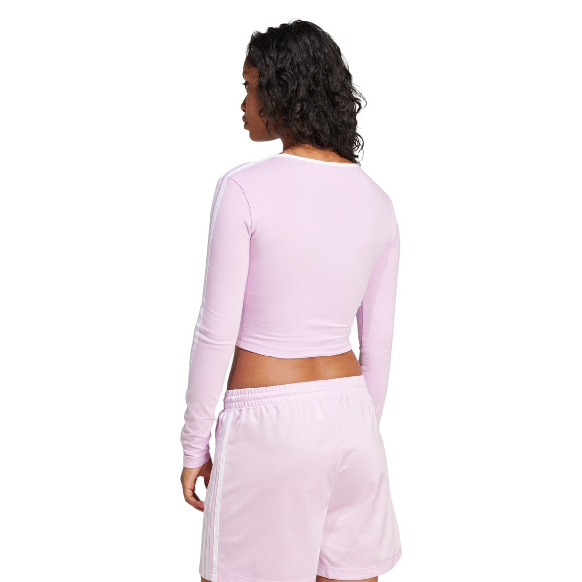 adidas Originals Women's Adicolor 3-Stripes Long Sleeve Crop Long-Sleeve Top - Pink